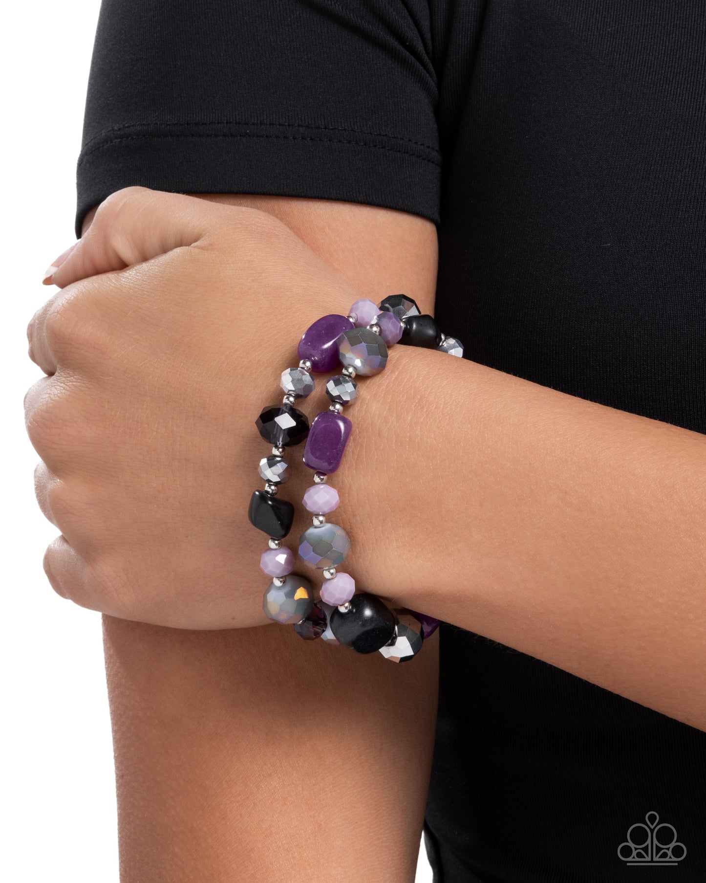 Colorful Captain - Purple Bead Stretchy Bracelet Stack - Paparazzi Accessories