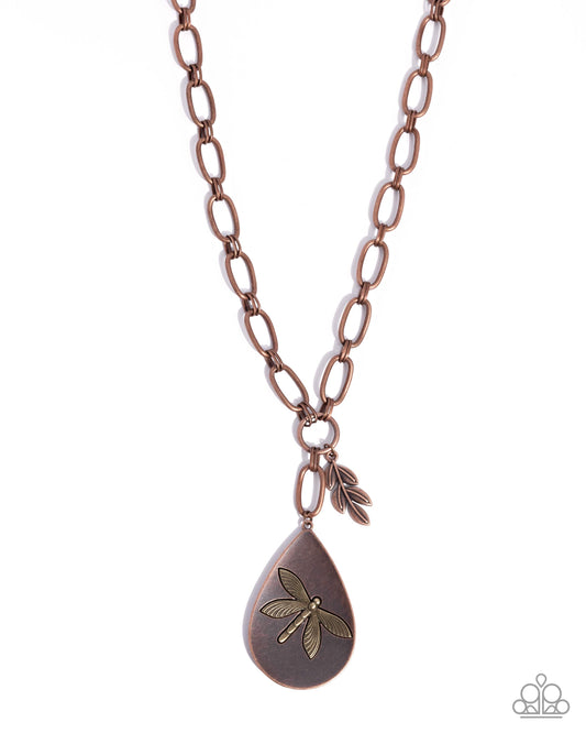 Deluxe Dragonfly - Copper Pendant Necklace - Paparazzi Accessories