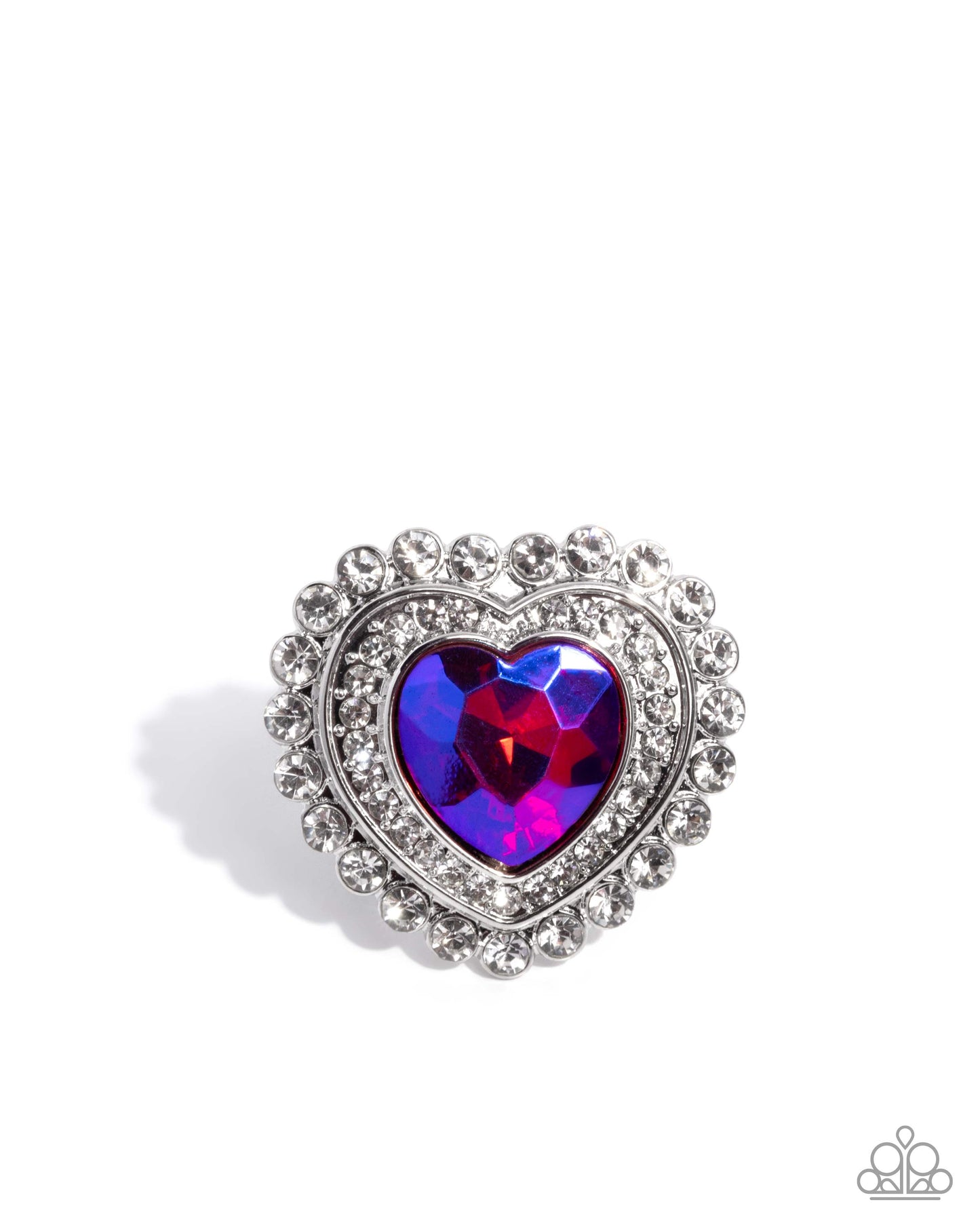 Head Over HEART - Pink Gem Heart Silver Ring - Paparazzi Accessories