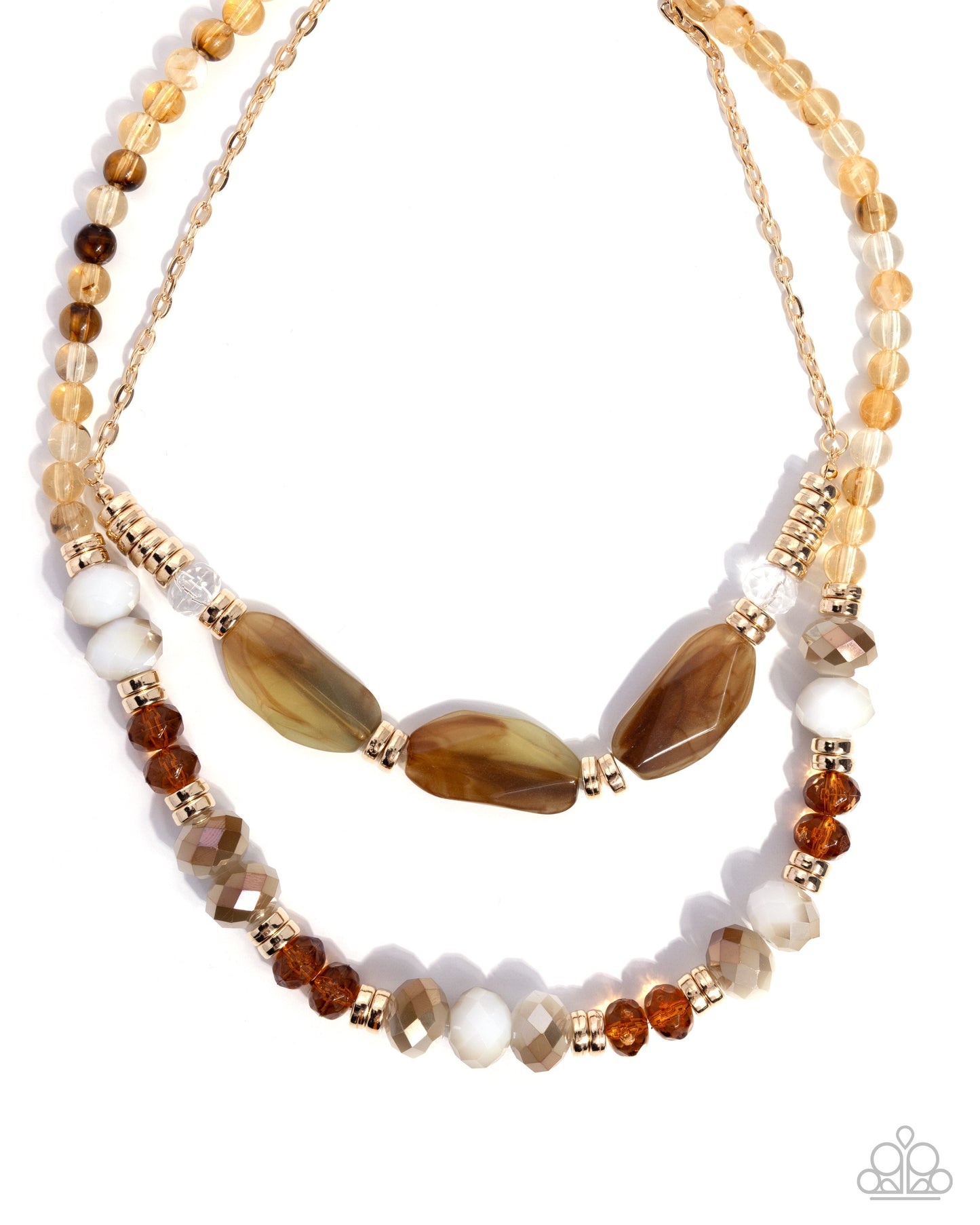 Girls Day - Brown Marbled Beads Gold Necklace - Paparazzi Accessories