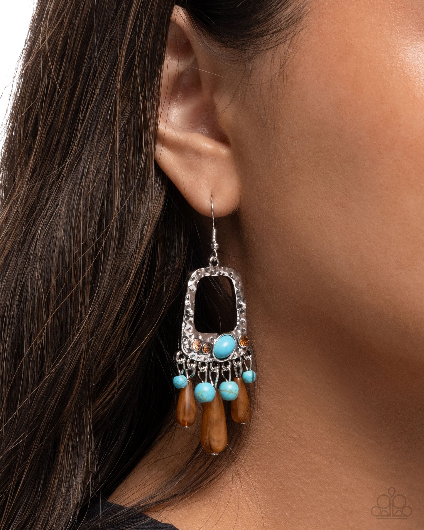 Creative Craft - Blue Turquoise Crackle Stone Silver Fishhook Earrings - Paparazzi Accessories