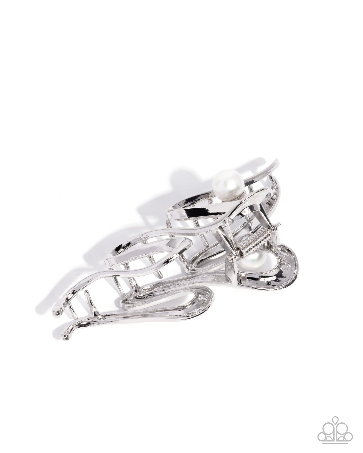 Melodic Monarch - White Pearl, Silver Claw Clip - Paparazzi Accessories
