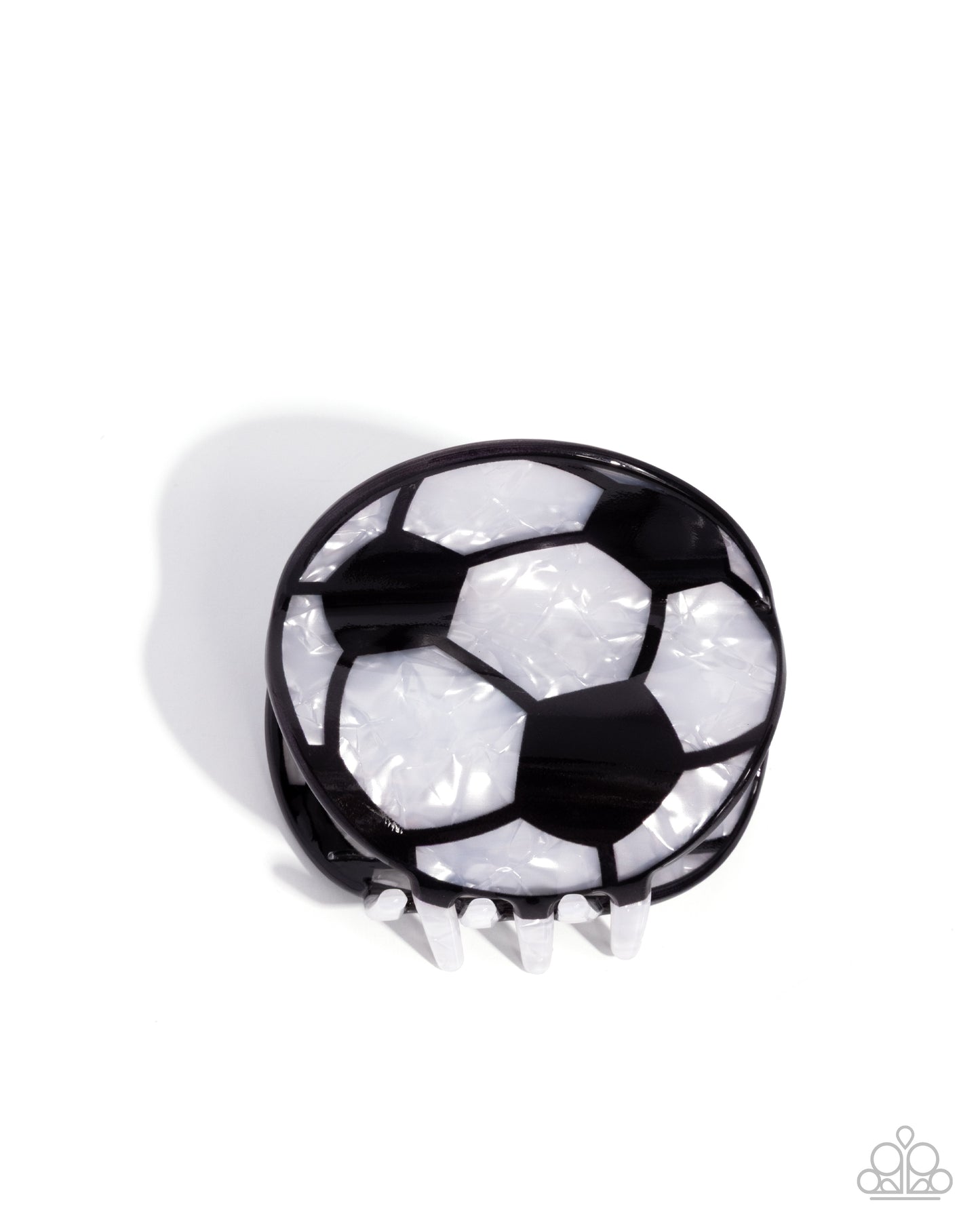 Soccer Shimmer - Black & White Acrylic Soccer Ball Claw Clip - Paparazzi Accessories