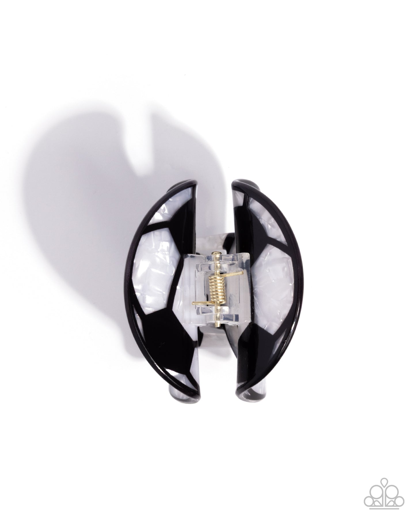 Soccer Shimmer - Black & White Acrylic Soccer Ball Claw Clip - Paparazzi Accessories