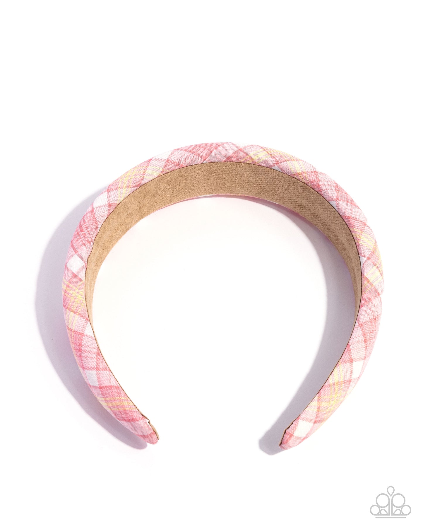 Adorably Academic - Pink, White, Yellow Plaid Fabric Headband - Paparazzi Accessories