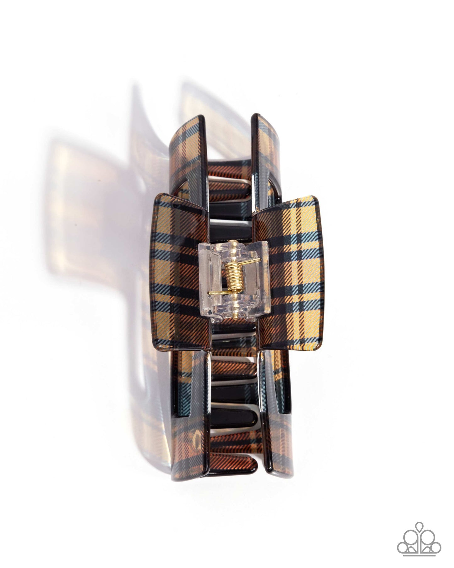 Prized Plaid - Brown Patterned Acrylic Claw Clip - Paparazzi Accessories