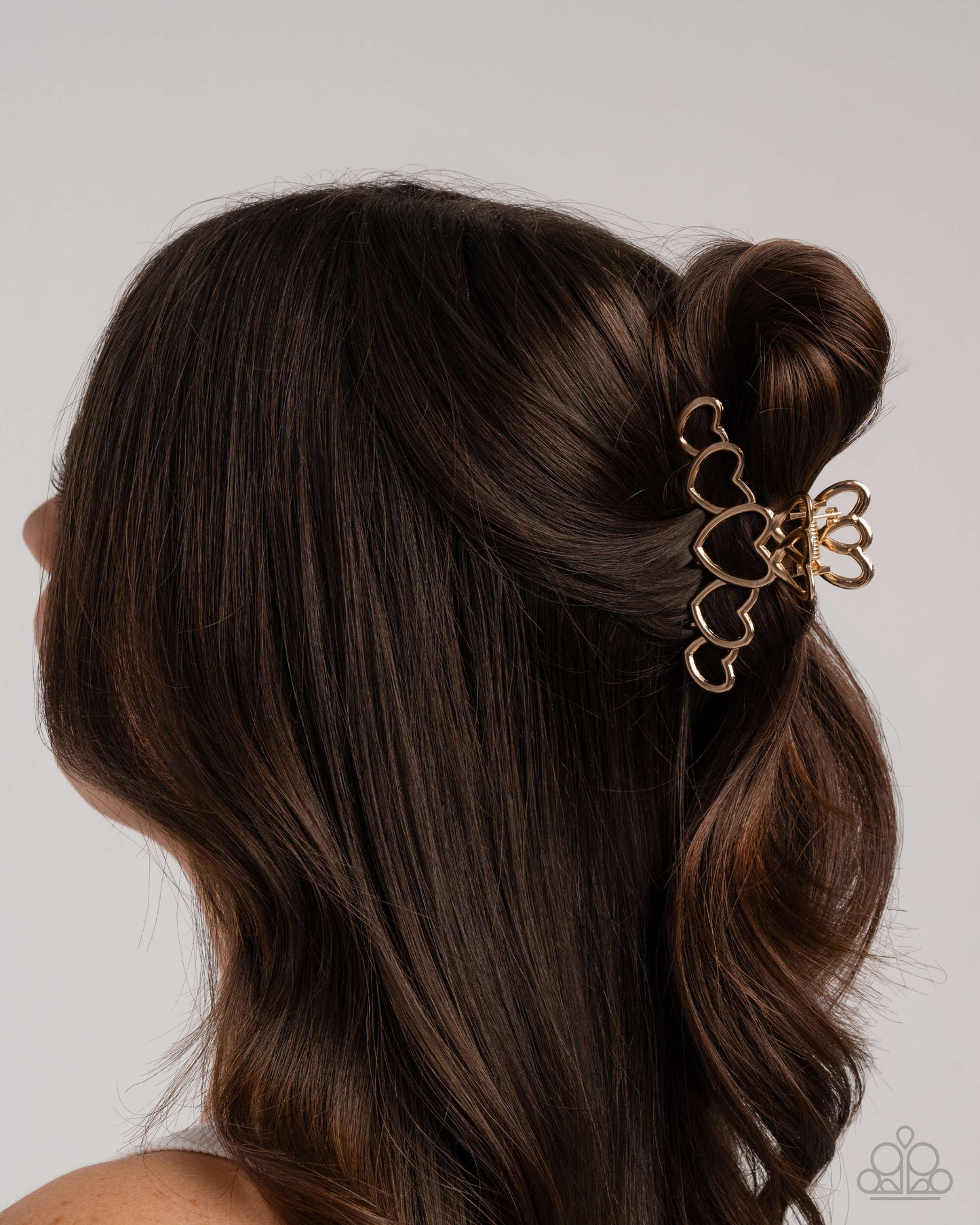 You're Still The One - Gold Metallic Heart Claw Clip - Paparazzi Accessories