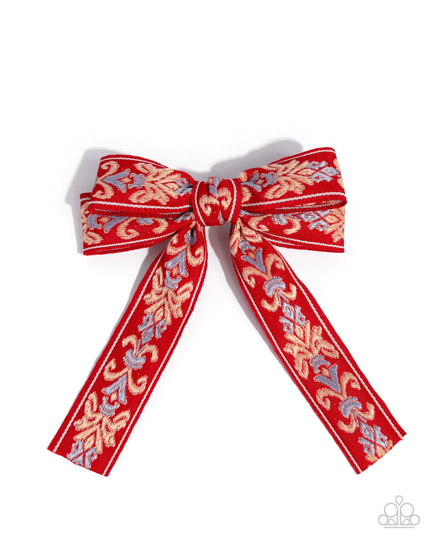 Printed Parlor - Red Ribbon Bow Hair Clip - Paparazzi Accessories