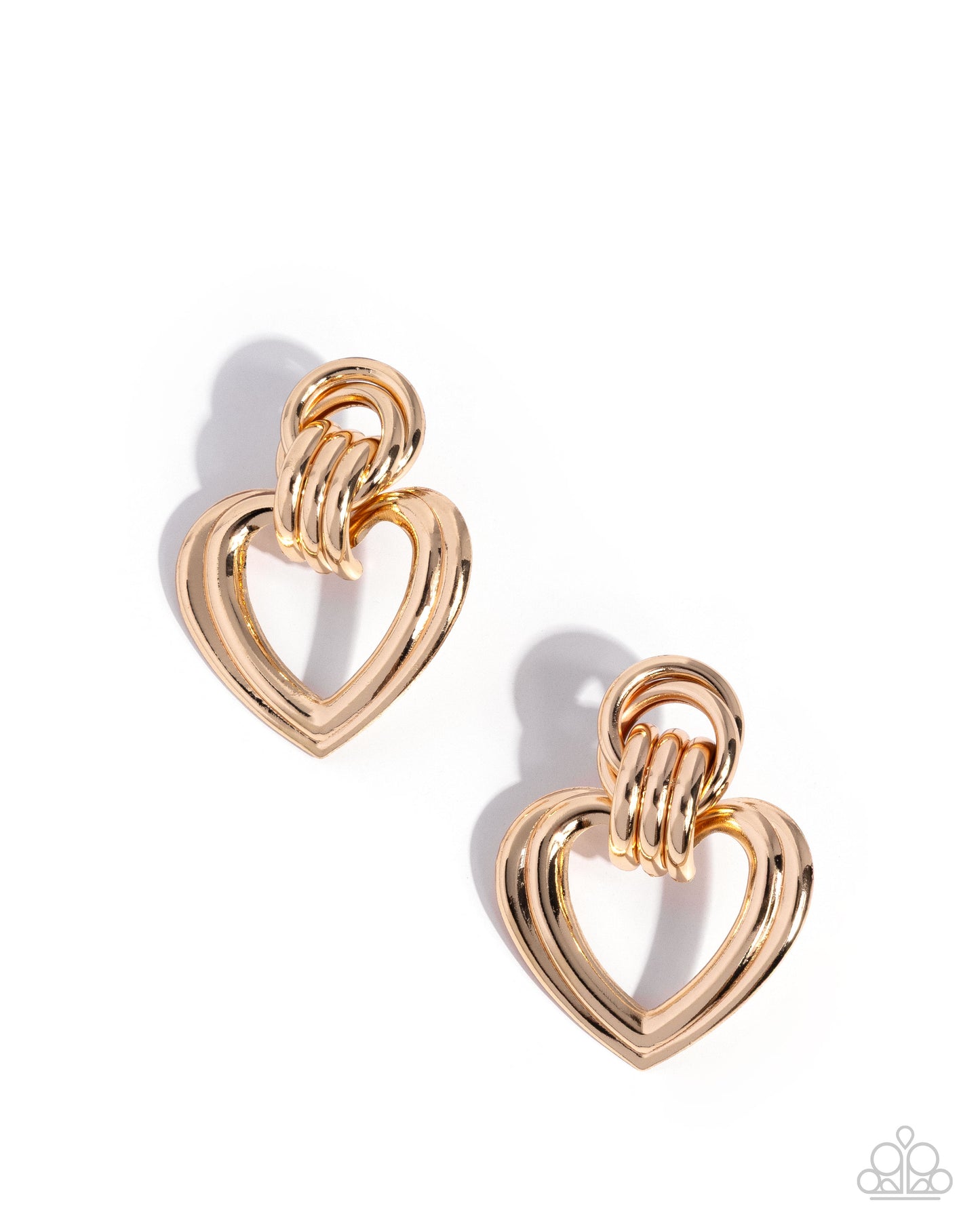 Constant Calm - Gold Heart Post Back Earrings - Paparazzi Accessories