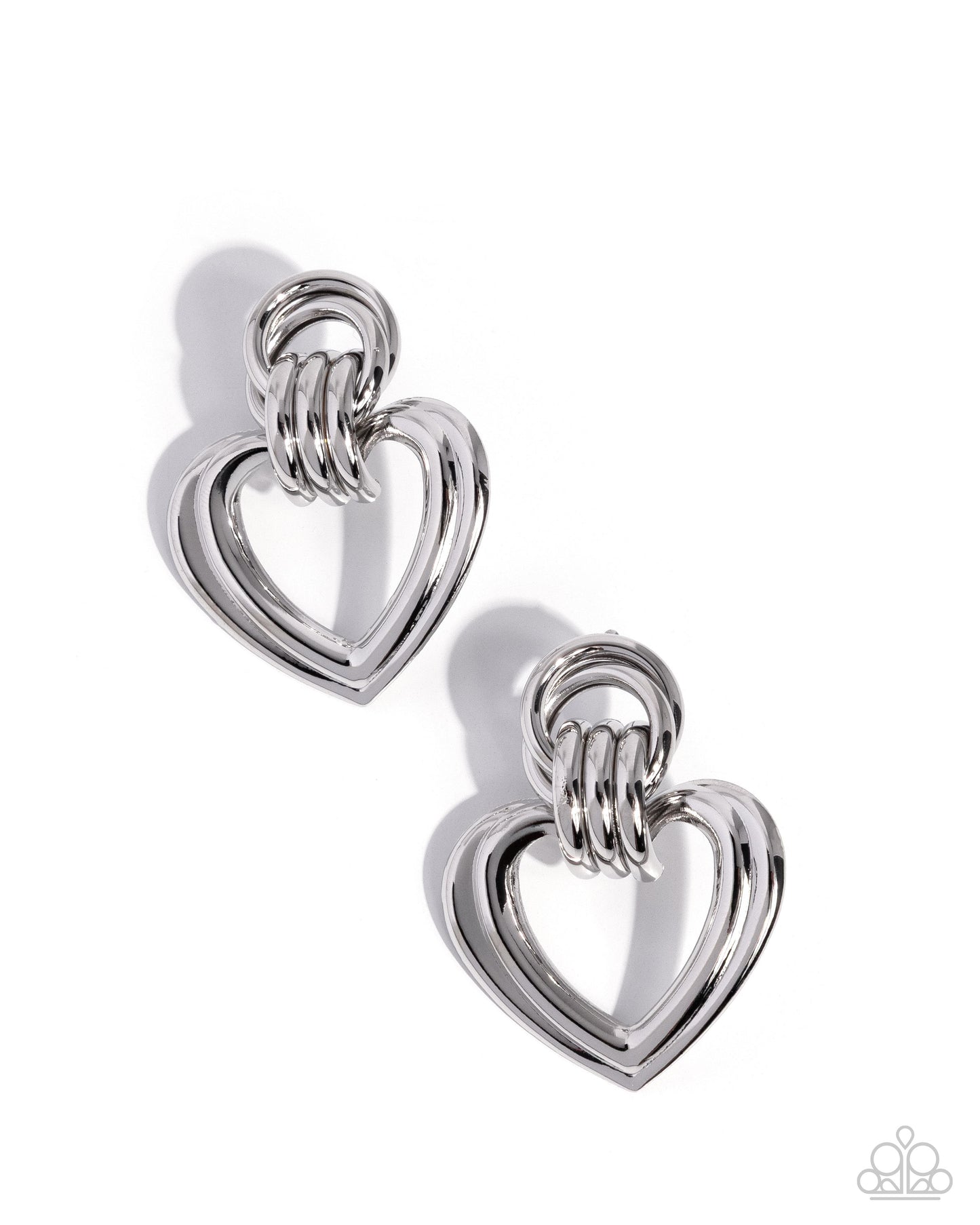 Constant Calm - Silver Heart Post back Earrings - Paparazzi Accessories