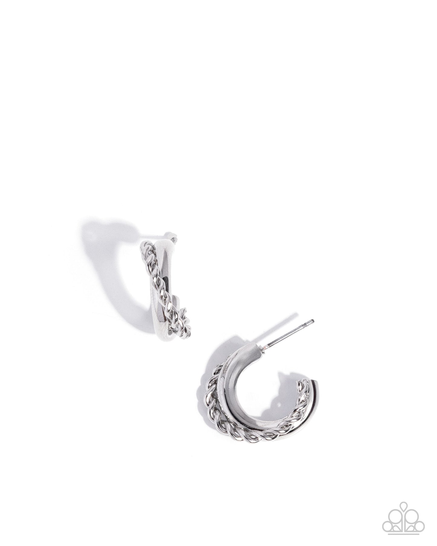 Deluxe Duo - Silver Hoope Earrings - Paparazzi Accessories