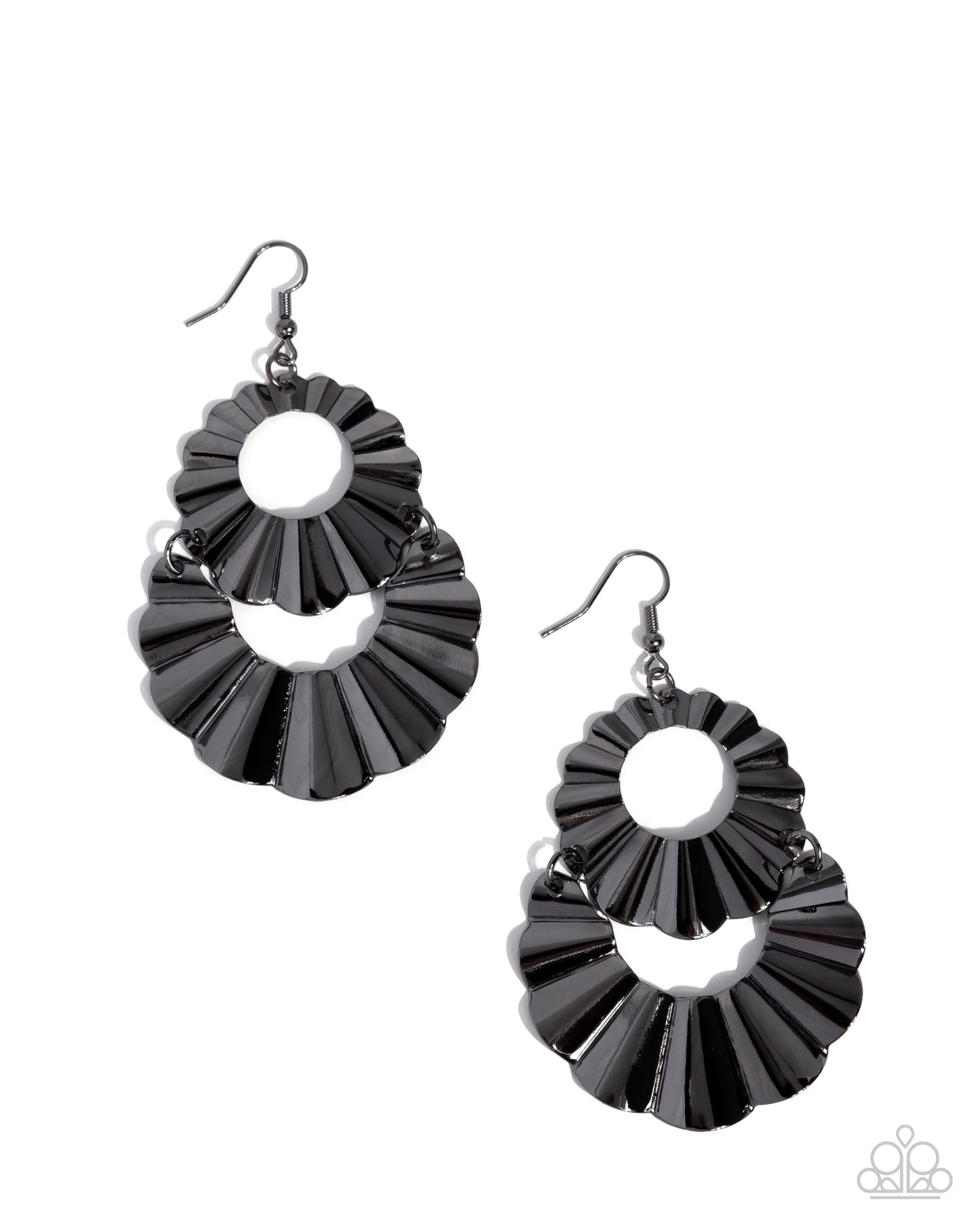 Crimped Consistency - Black Gunmetal Fishhook Earrings - Paparazzi Accessories