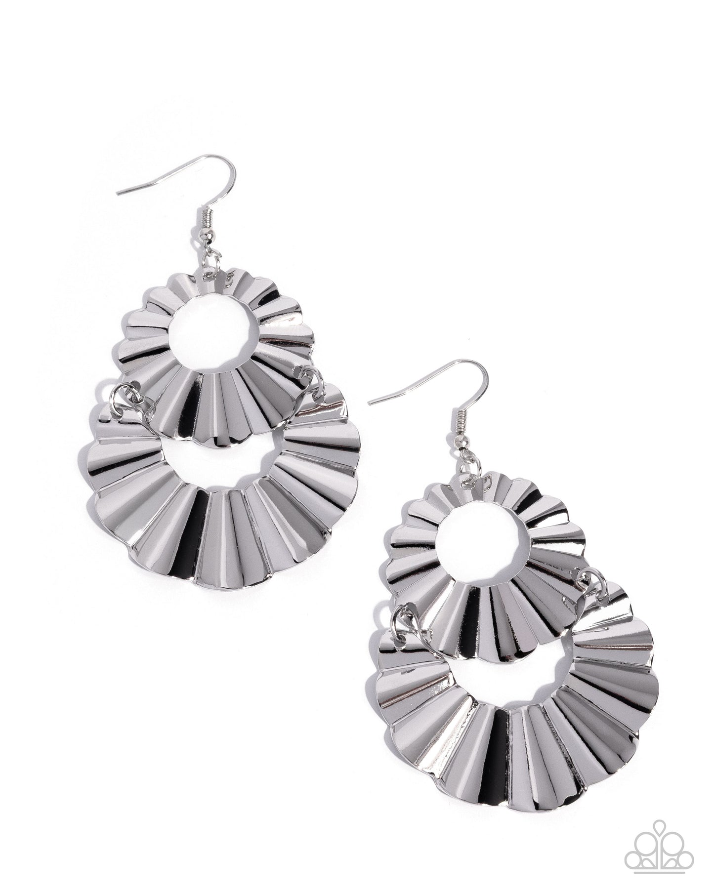 Crimped Consistency - Silver Earrings - Paparazzi Accessories
