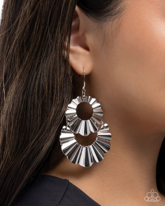 Crimped Consistency - Silver Earrings - Paparazzi Accessories