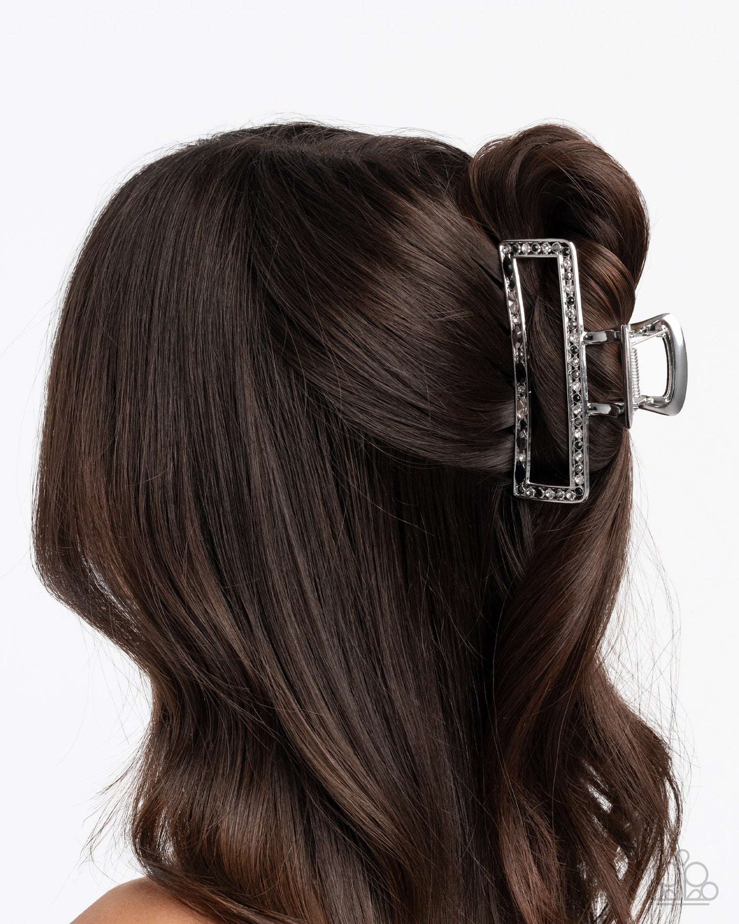 Slow It Down - Black Onyx, Smoky, Hematite Rhinestone Claw Clip - Paparazzi Accessories