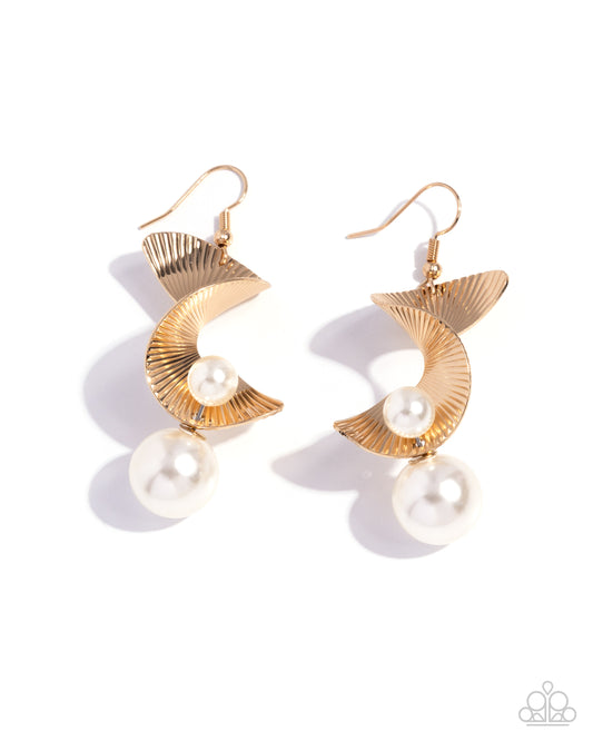 Curator Chic - Gold and Pearl Fishhook Earrings - Paparazzi Accessories