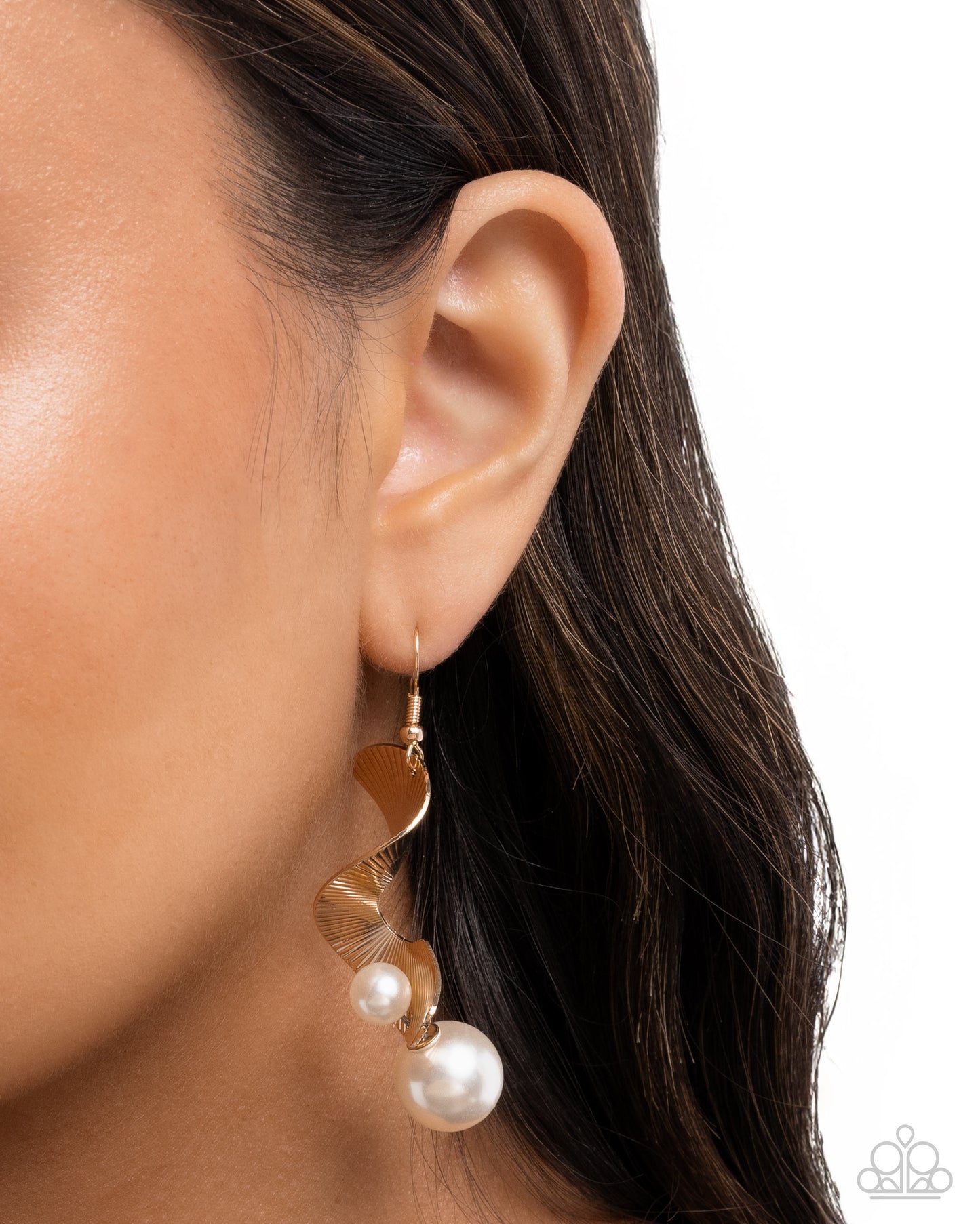 Curator Chic - Gold and Pearl Fishhook Earrings - Paparazzi Accessories