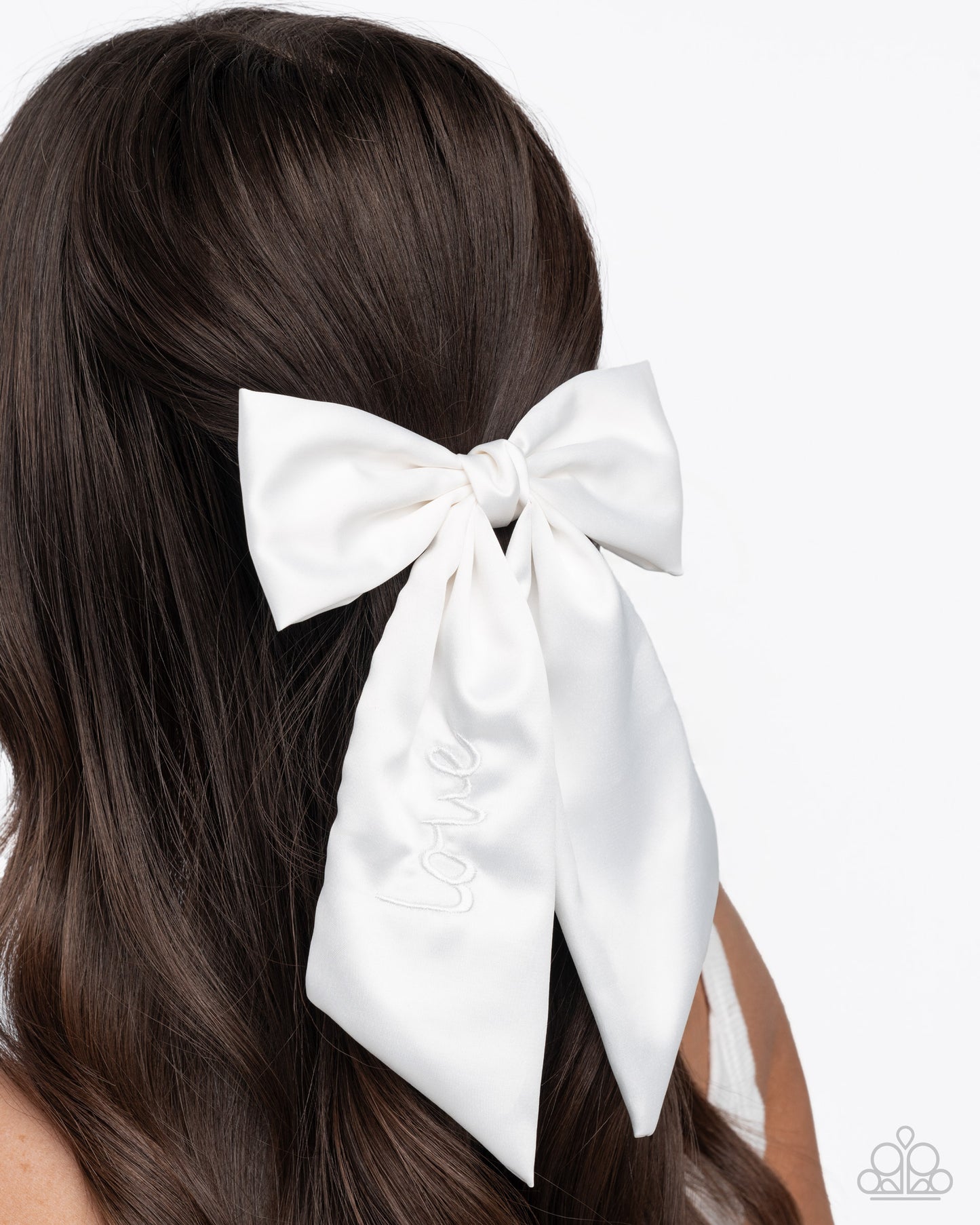Ready, Set, BOW! - White Satin Hair Bow - Paparazzi Accessories