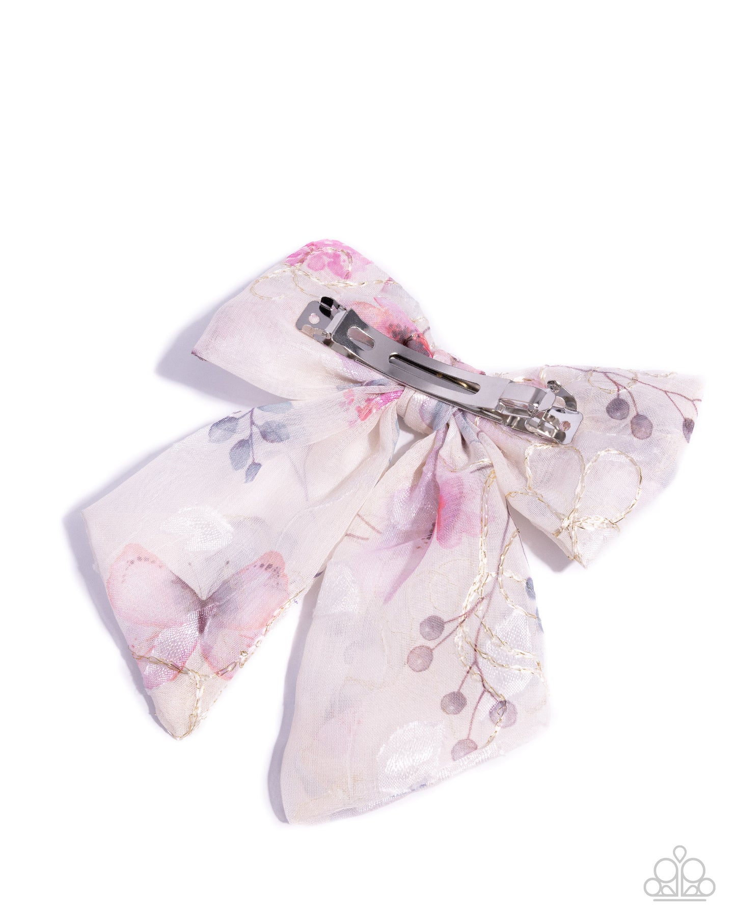BOW Together - White Fabric Hair Clip - Paparazzi Accessories