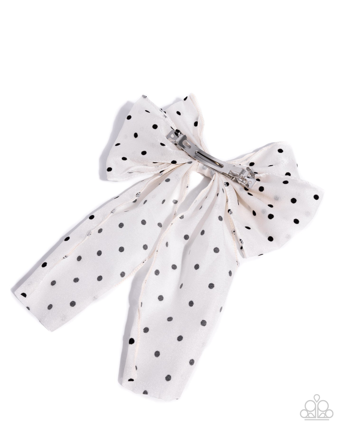 Here We BOW Again - White with Black Polkadot Hair Bow Clip - Paparazzi Accessories