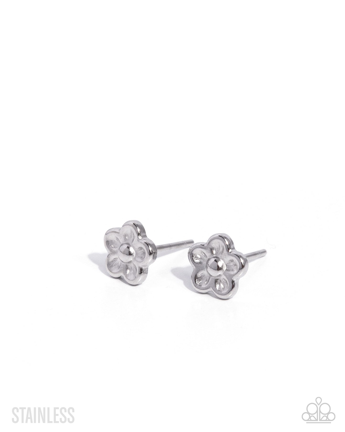 Impending BLOOM - Silver - Stainless Steel Flower Post Earrings - Paparazzi Accessories