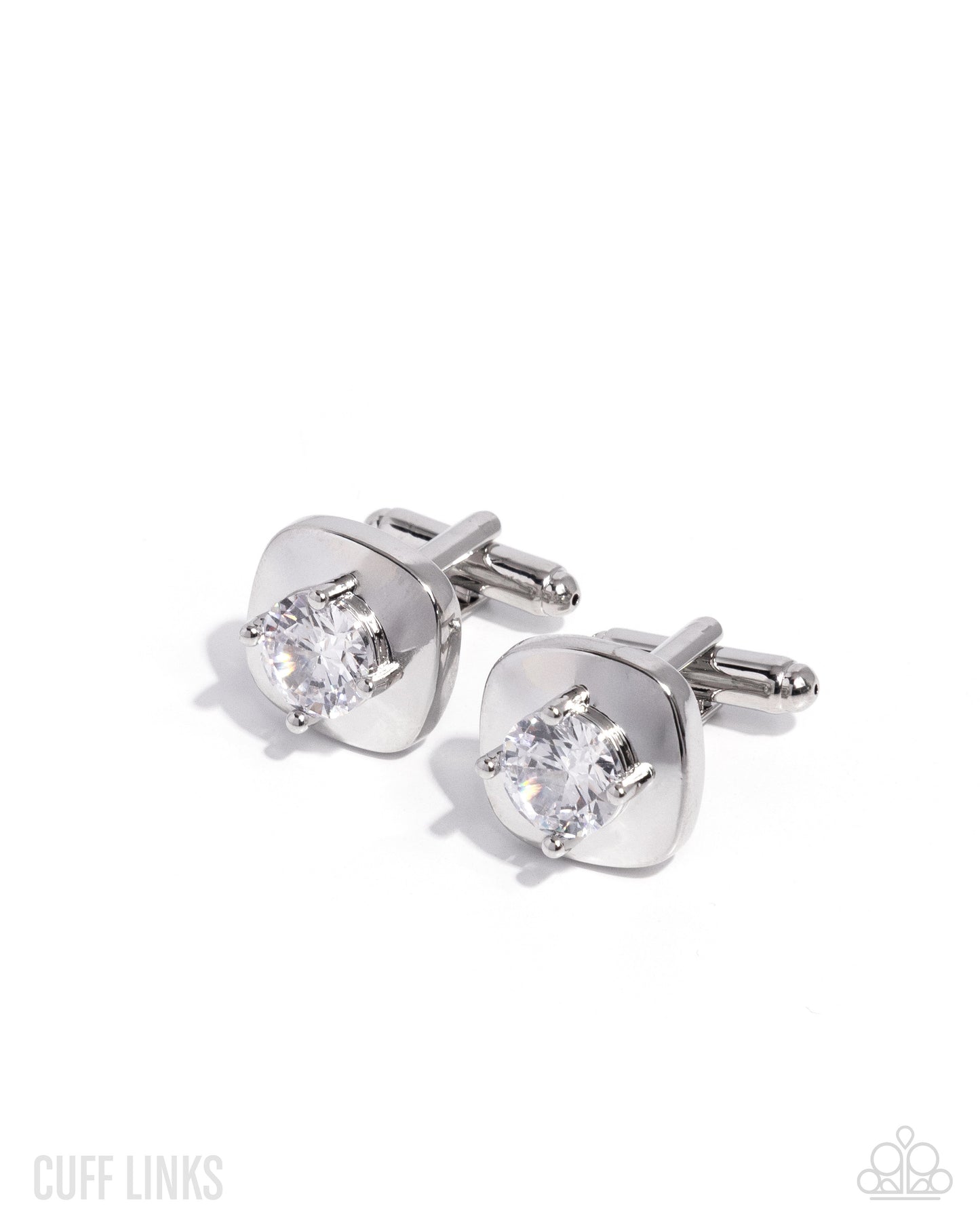 Emboldened Elegance - White Rhinestone Cuff Links - Paparazzi Accessories