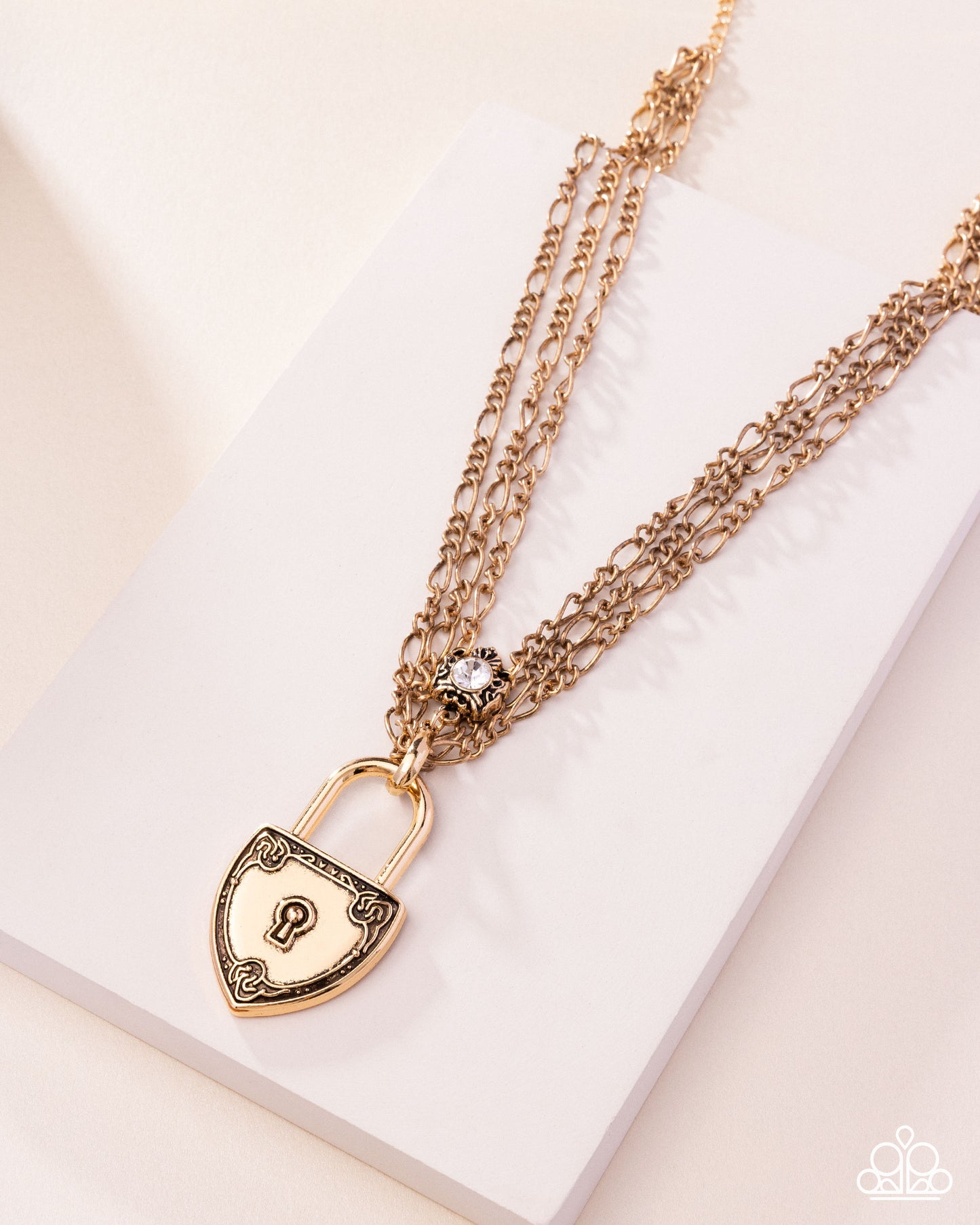LOCK Show - Gold Heart Padlock Necklace - Paparazzi Accessories