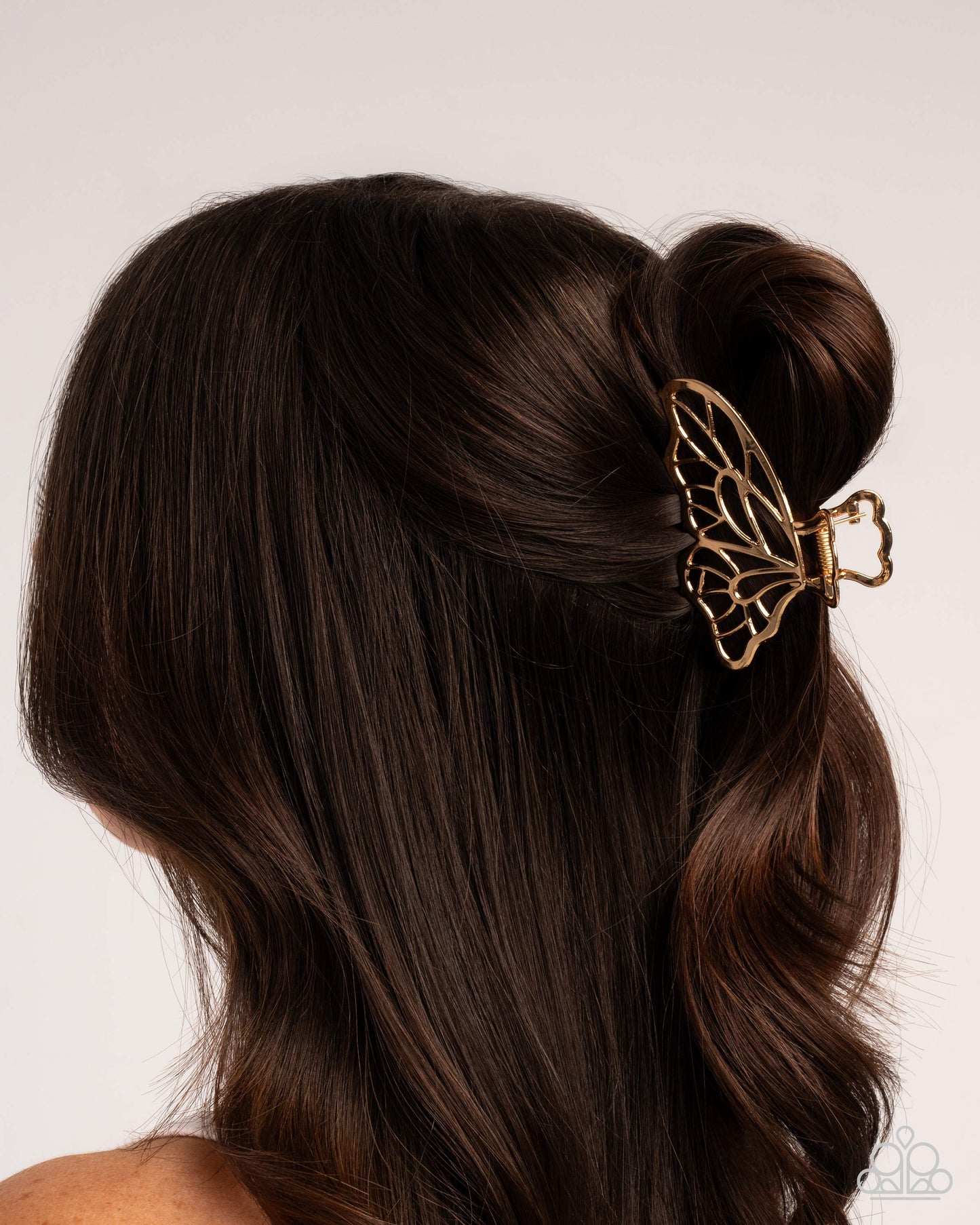 Gliding Grace - Gold Metal Butterfly Claw Clip - Paparazzi Accessories