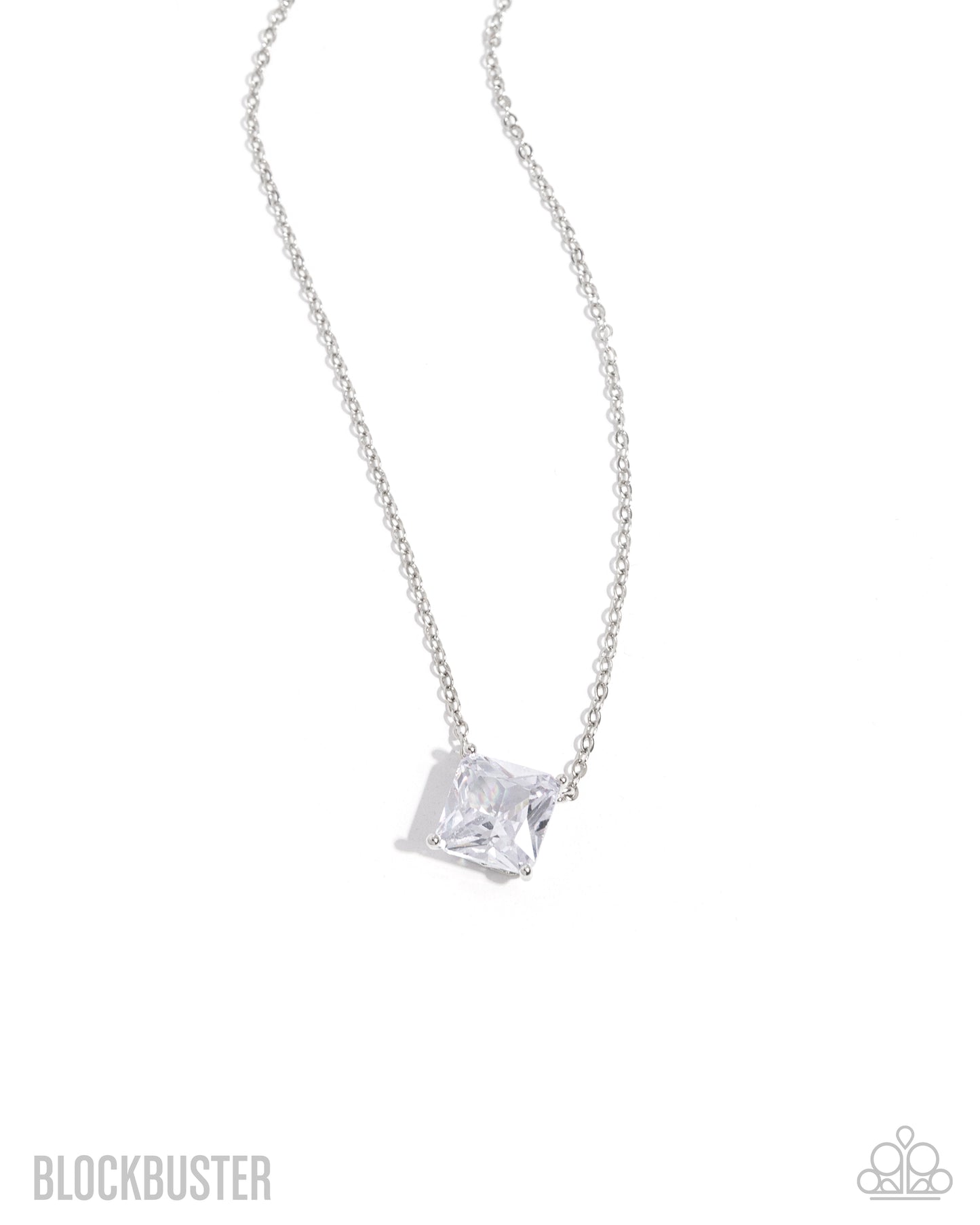 Enjoy the GLOW - White Rhinestone Blockbuster Necklace - Paparazzi Accessories