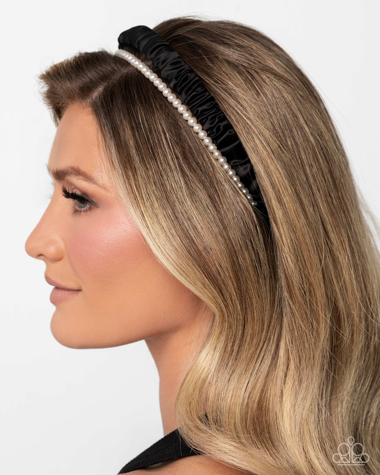 Preppy Palooza - Black and White Pearl Headband - Paparazzi Accessories