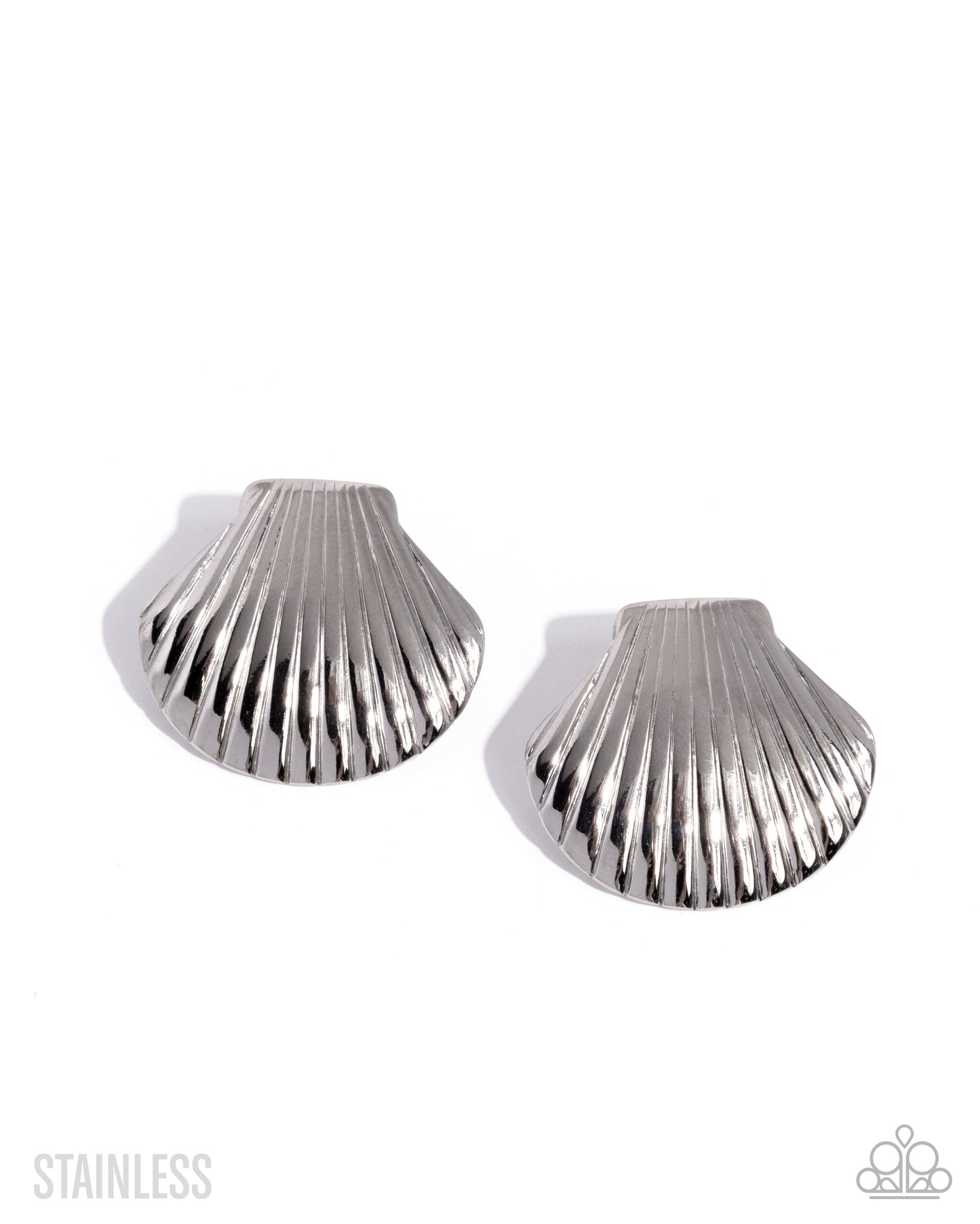 Coastal Clique - Silver - Stainless Steel Shell Post Earrings - Paparazzi Accessories