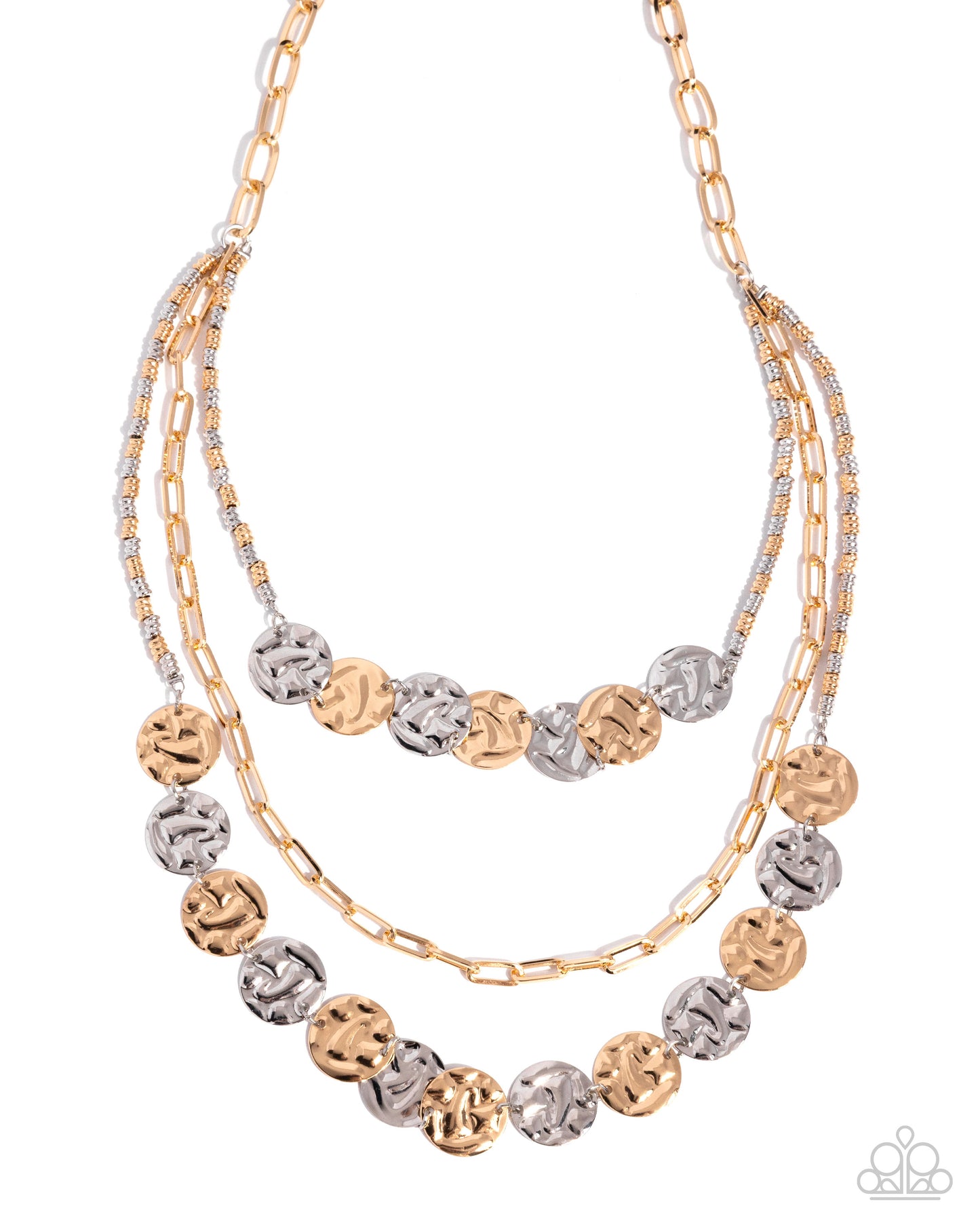 Decadent Discs - Multi Silver Gold Coins Necklace - Paparazzi Accessories