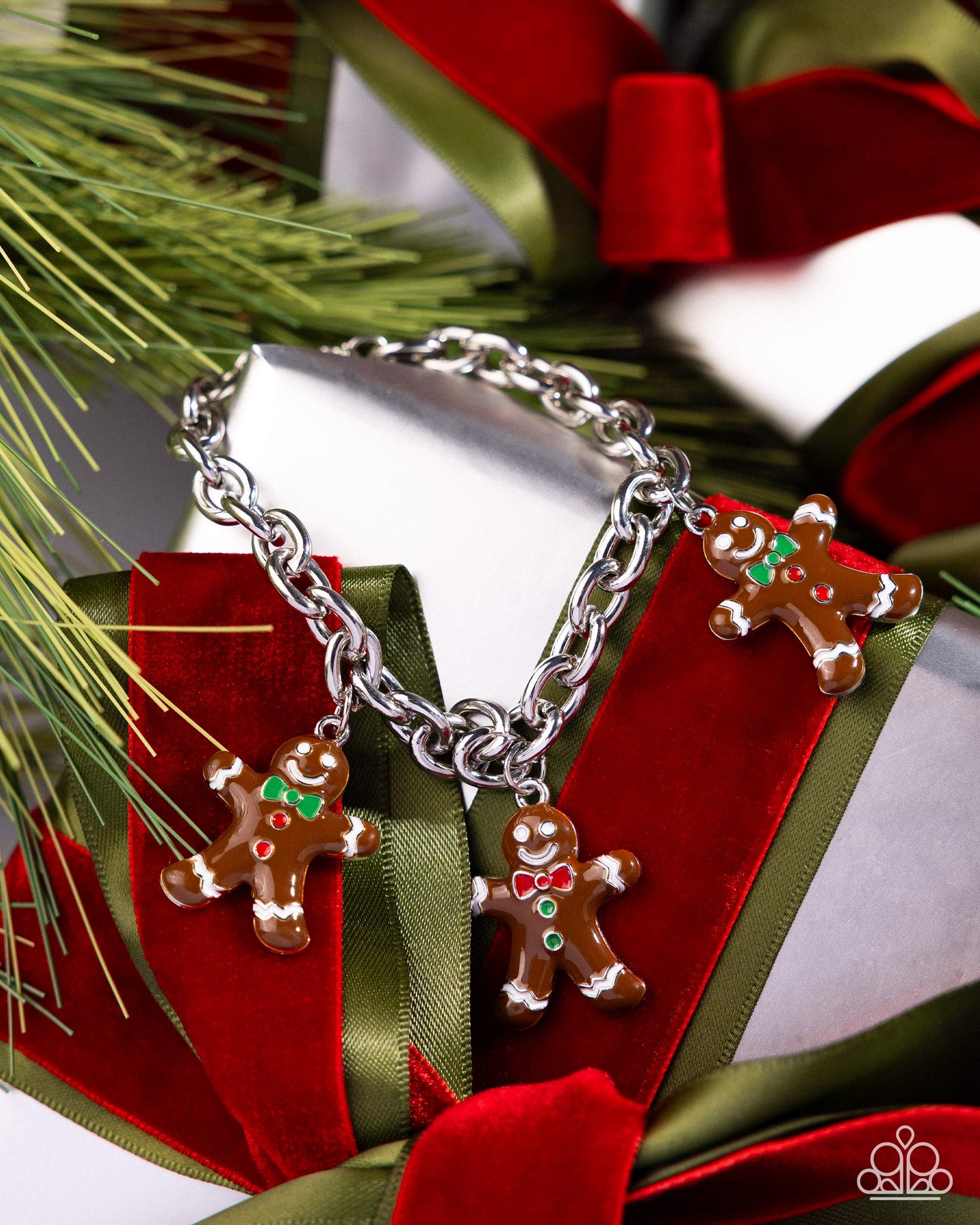 Gingerbread Glitz - Brown Gingerbread Men Charm Bracelet - Paparazzi Accessories