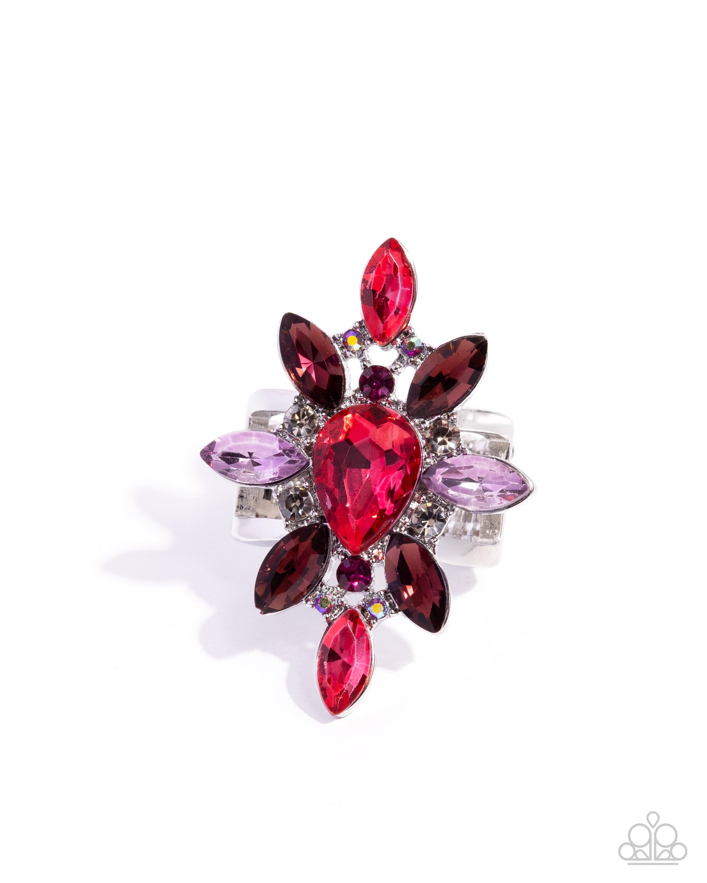 Explosive Element - Pink Rhinestone Silver Ring - Paparazzi Accessories