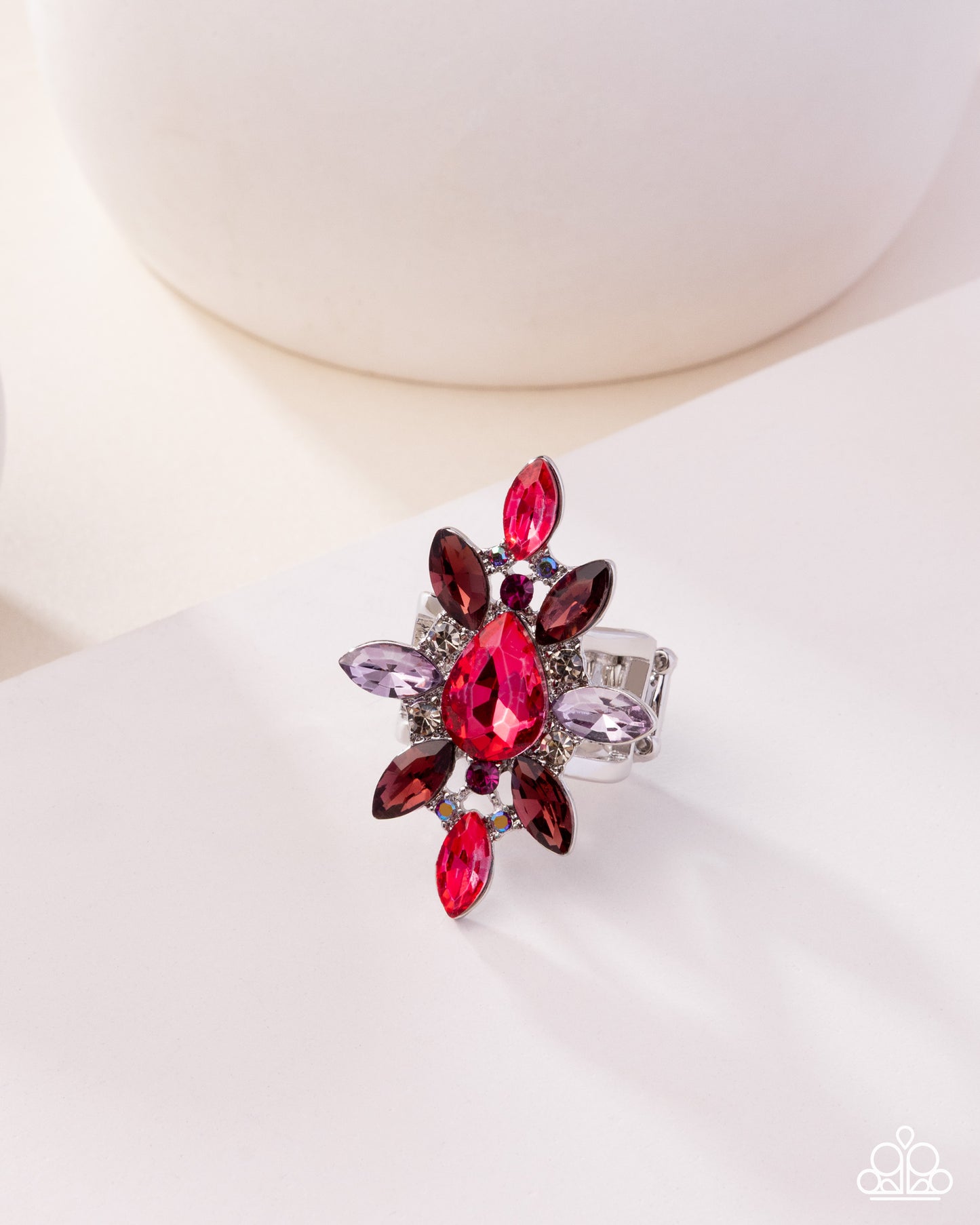 Explosive Element - Pink Rhinestone Silver Ring - Paparazzi Accessories