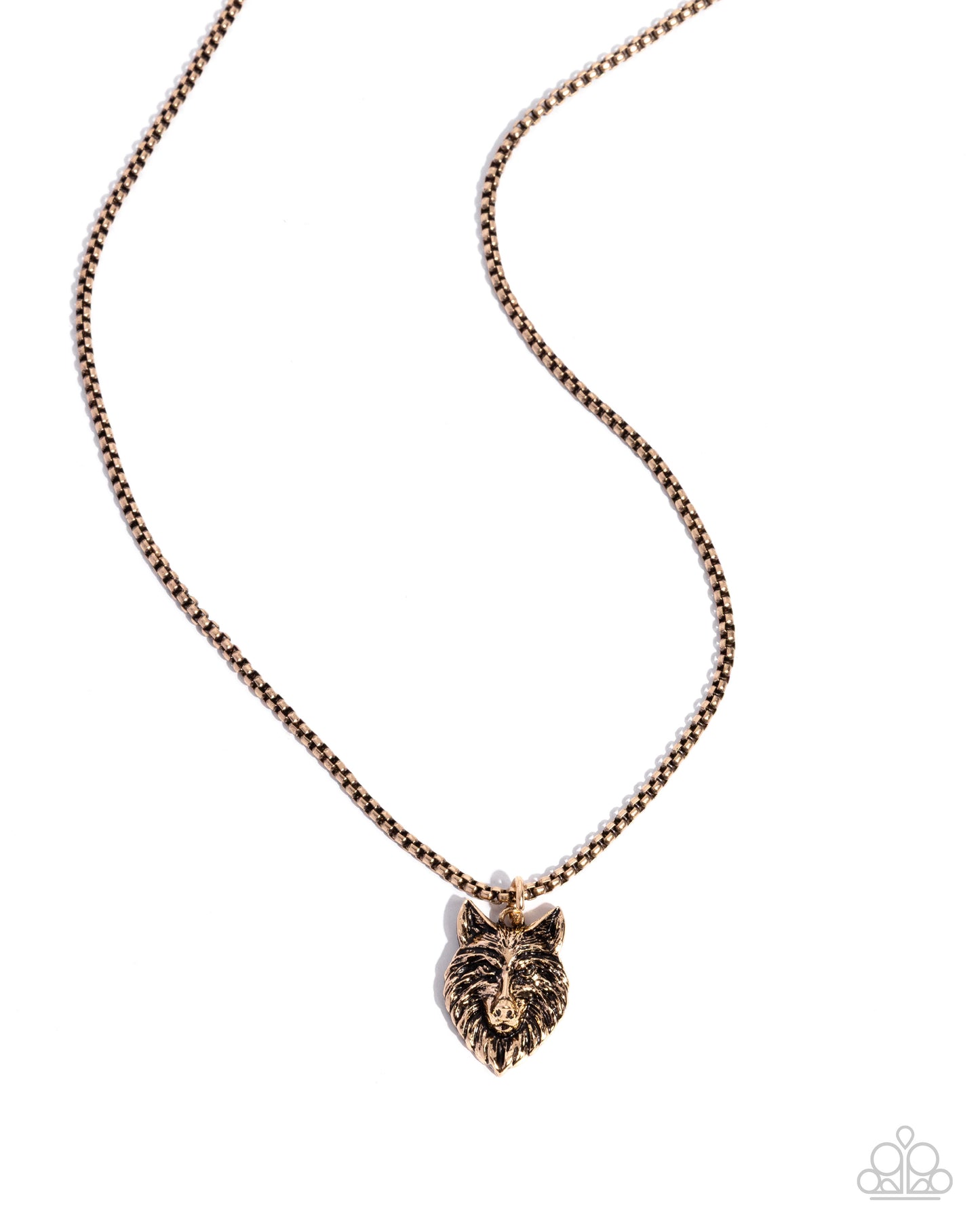 Alphas Call - Gold Wolf Pendant Urban Necklace - Paparazzi Accessories
