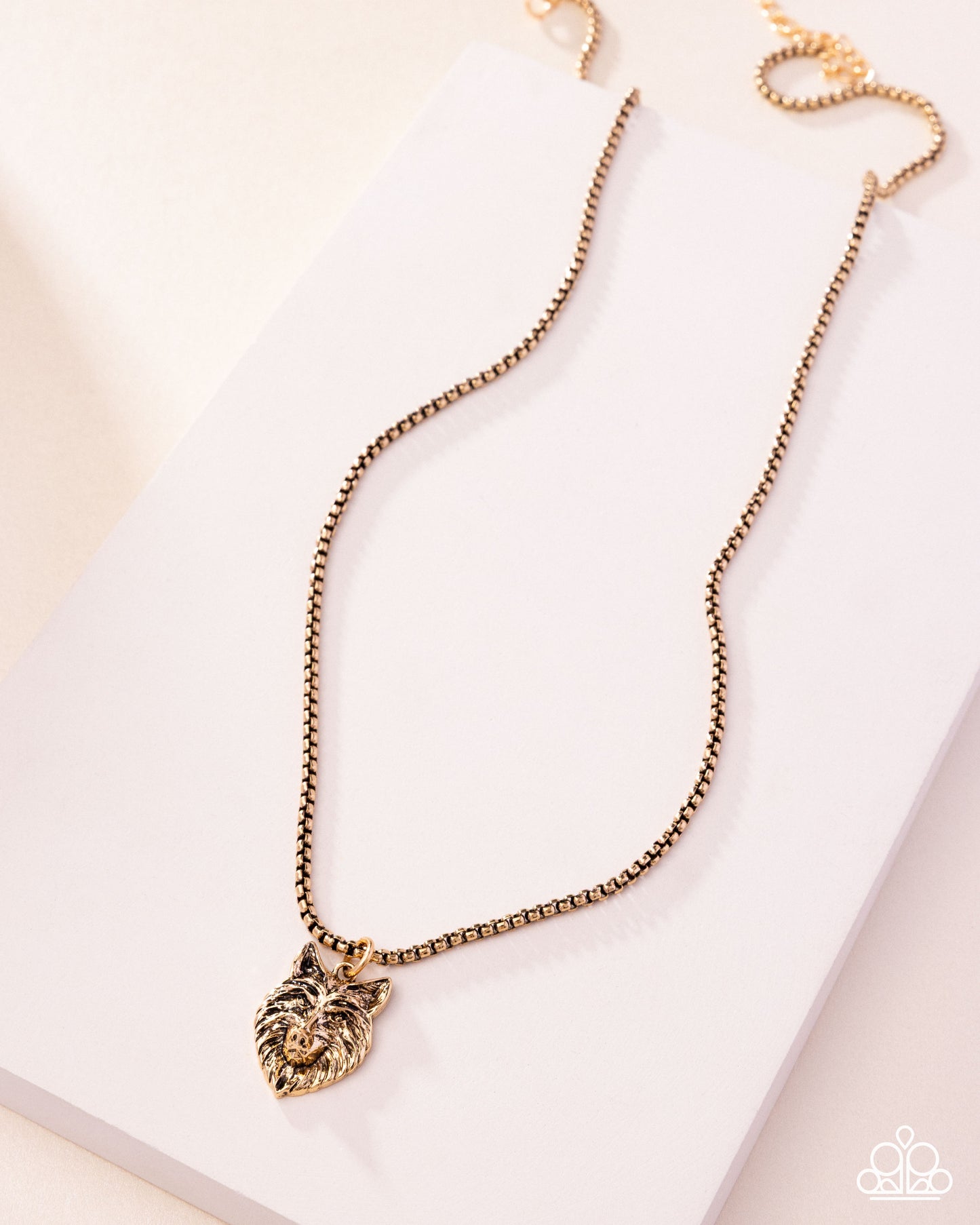 Alphas Call - Gold Wolf Pendant Urban Necklace - Paparazzi Accessories