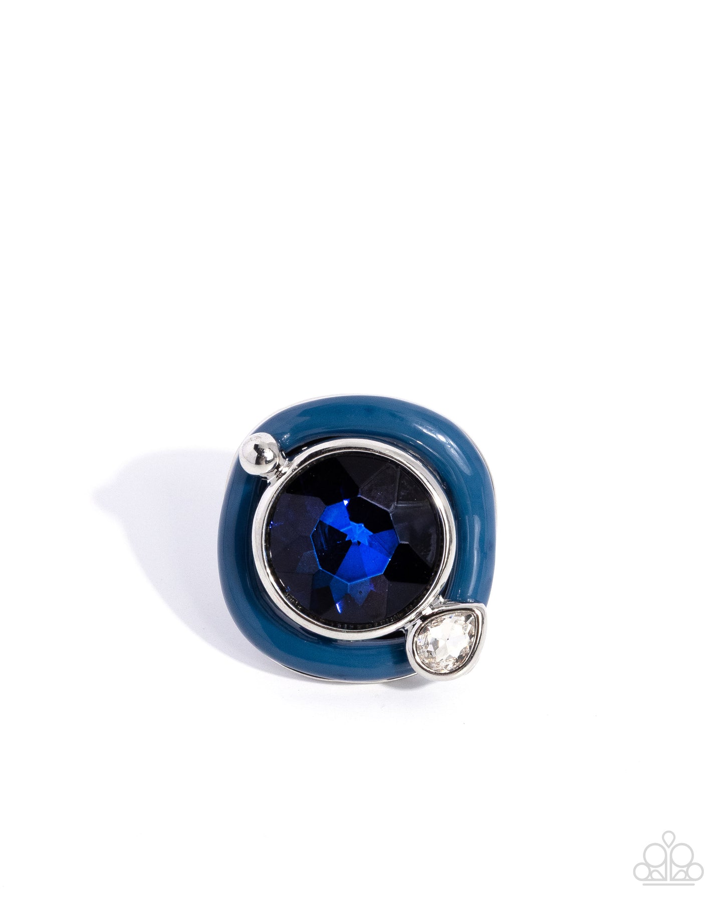 Colorful Caliber - Blue & White Rhinestone Silver Ring - Paparazzi Accessories