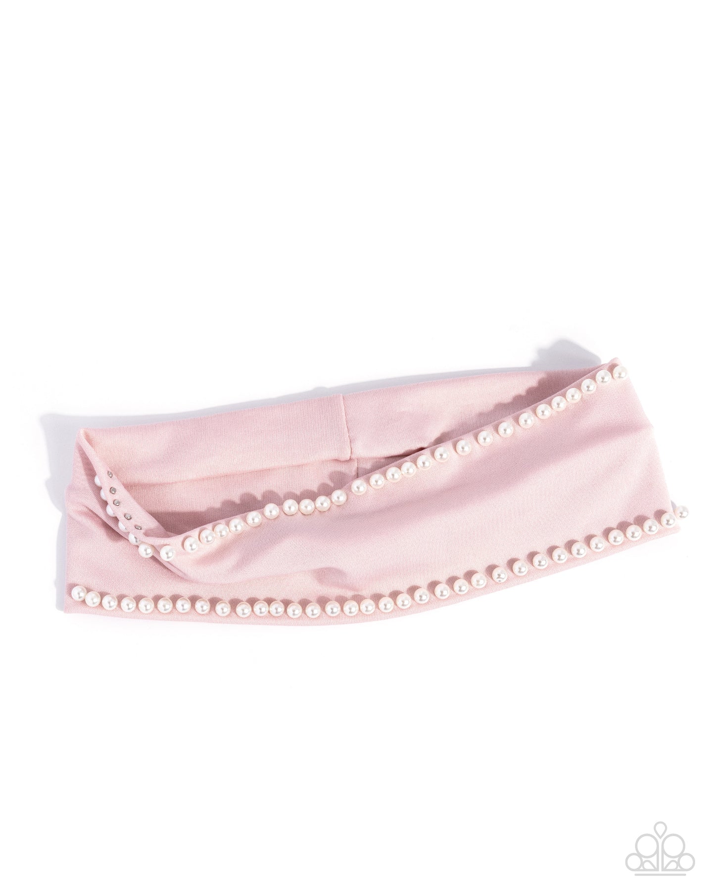 Pearl Prelude - Pink Fabric White Pearls Headband - Paparazzi Accessories