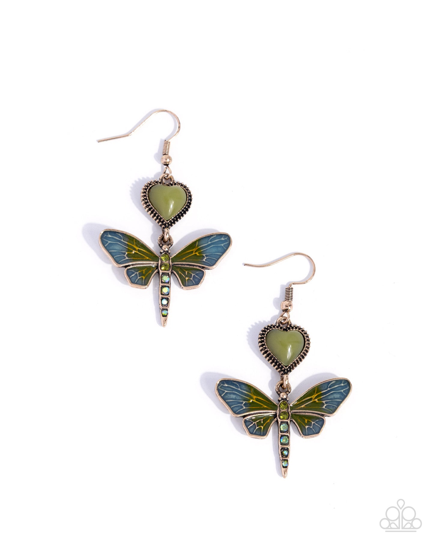 Dragonfly Devotion - Green Earrings - Paparazzi Accessories