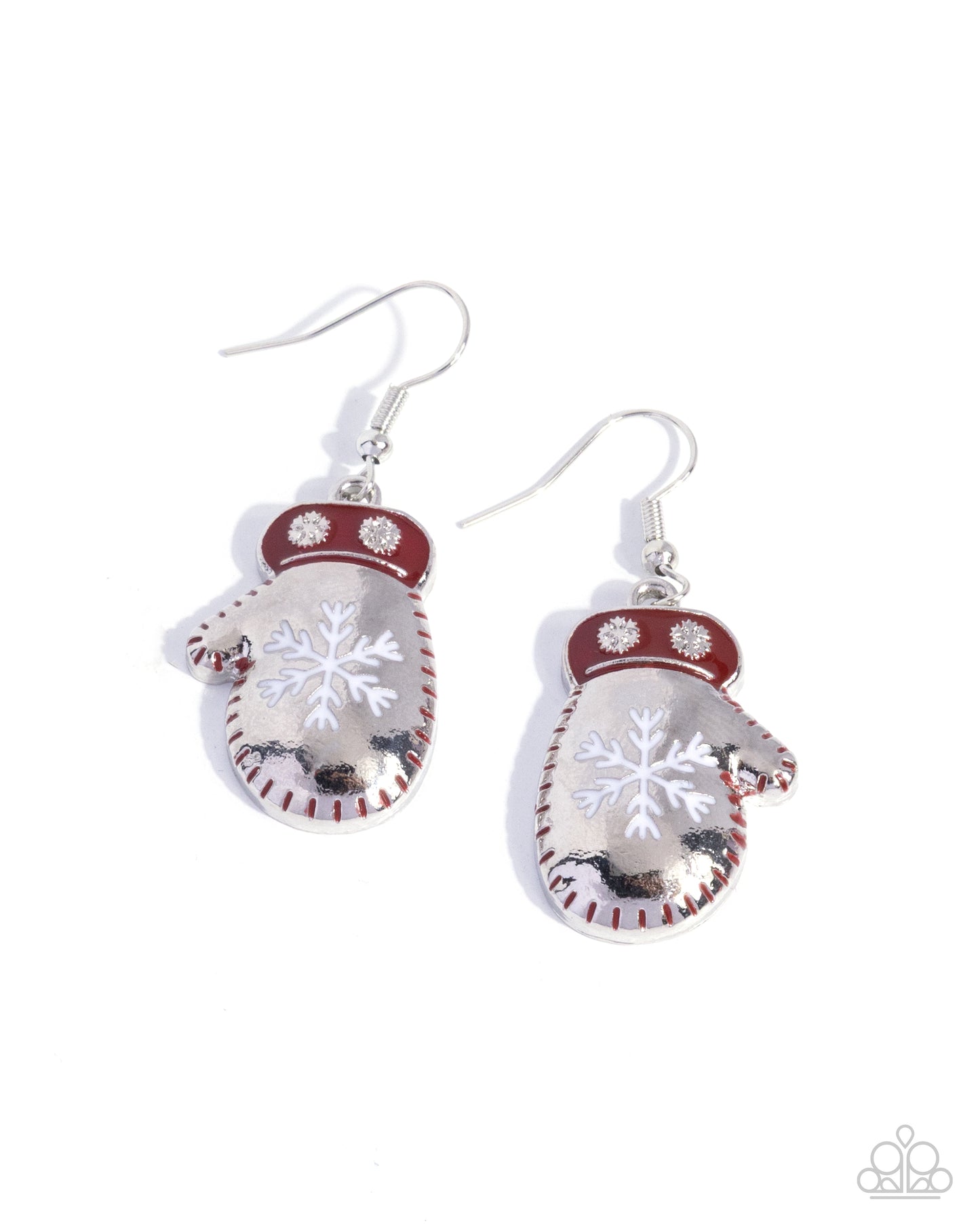 Memorable Mittens - Red Enamel Silver Fishhook Earrings - Paparazzi Accessories