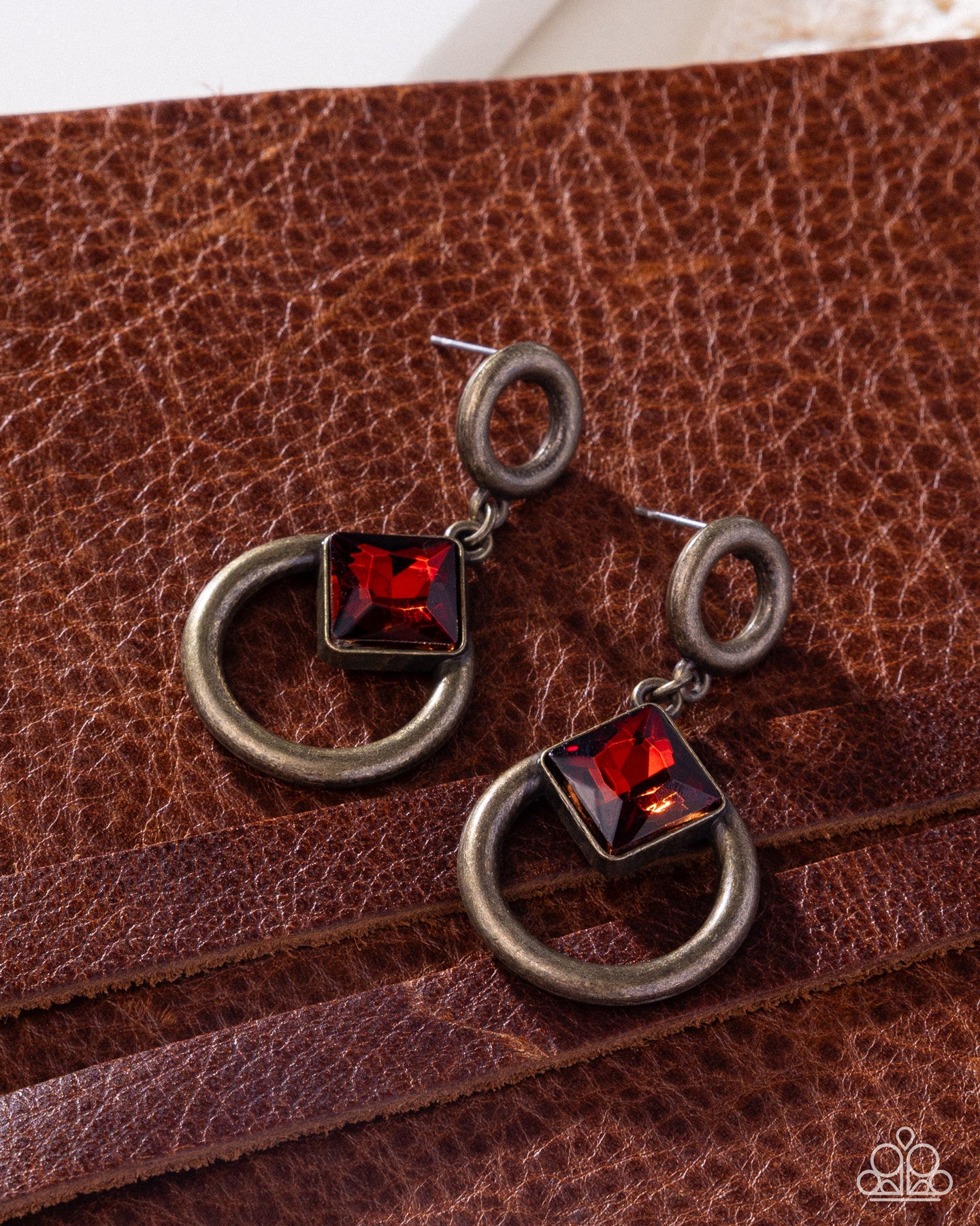 Indulgent Icon - Brass Topaz Gem Post Earrings - Paparazzi Accessories