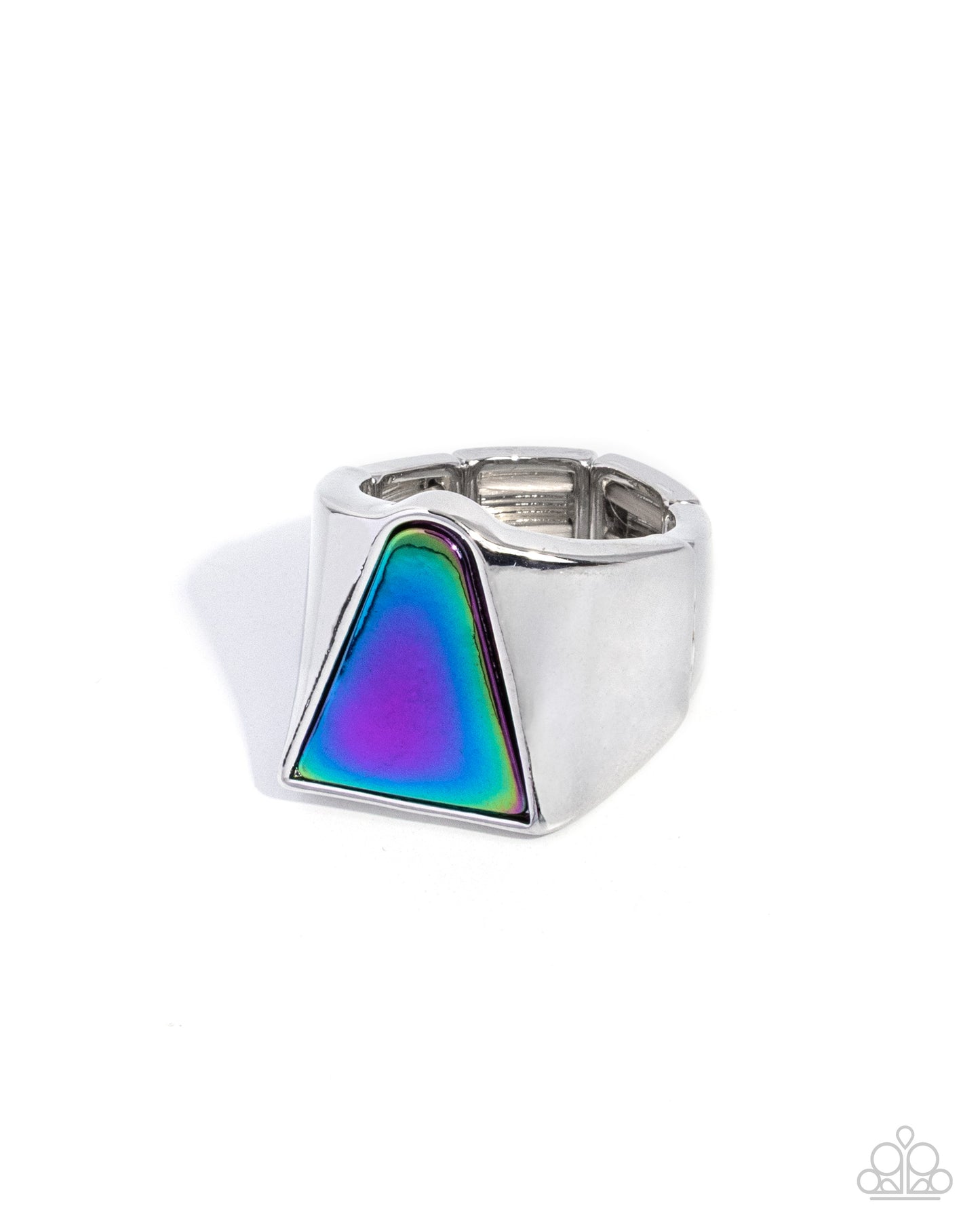 Oil Spill Opulence - Multi Triangle Silver Urban Ring - Paparazzi Accessories