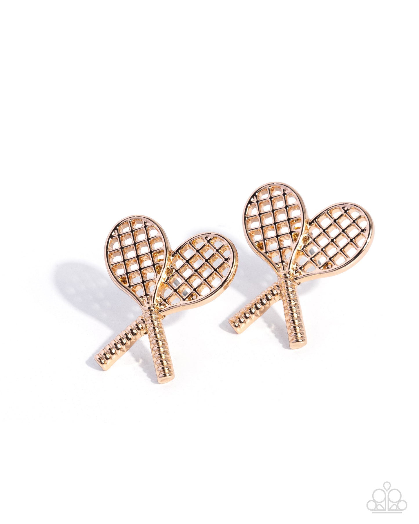 Tennis Team - Gold Tennis Racket Post Back Earrings - Paparazzi Accessories