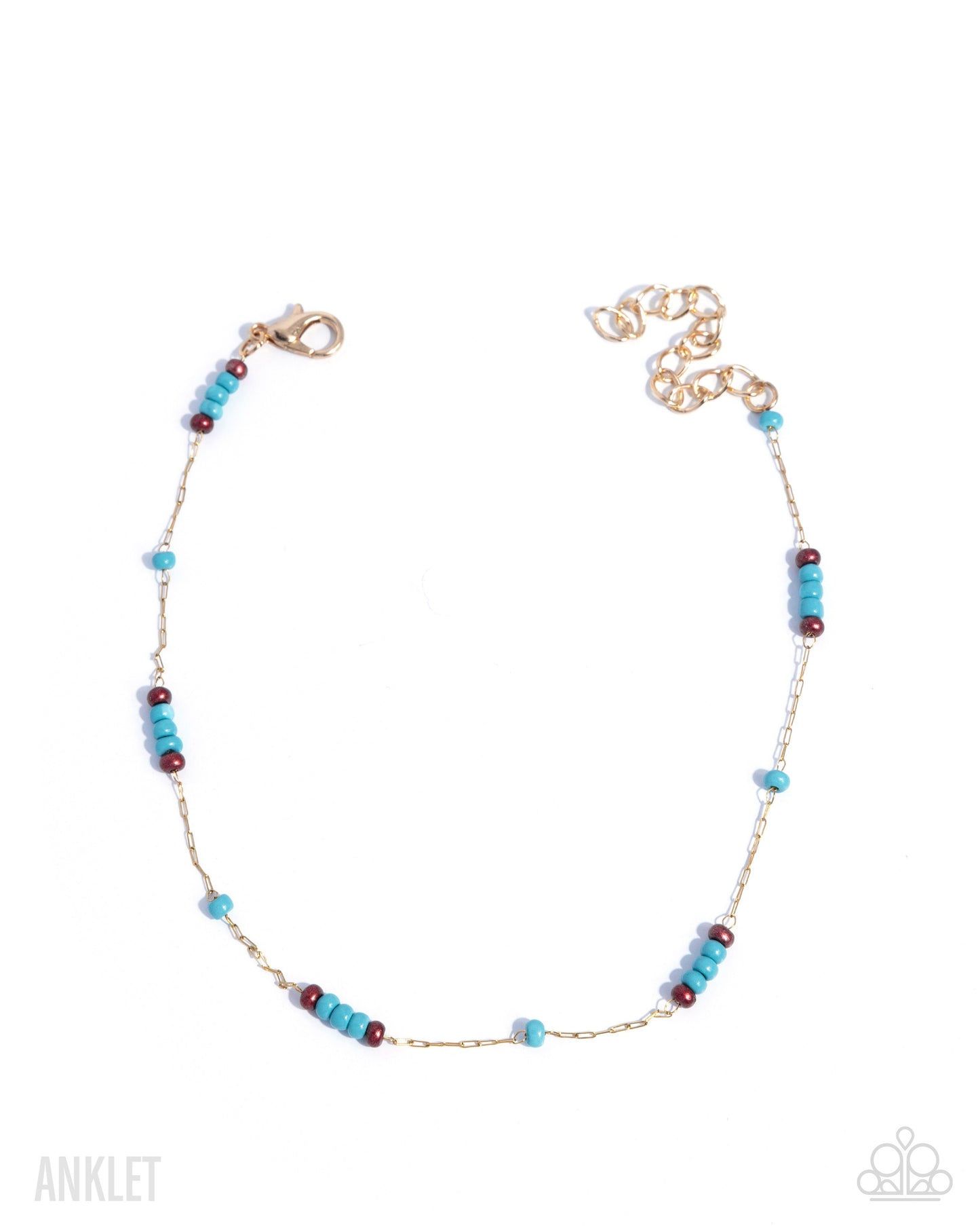 Delightfully Delicate - Gold, Copper and Turquoise Anklet - Paparazzi Accessories