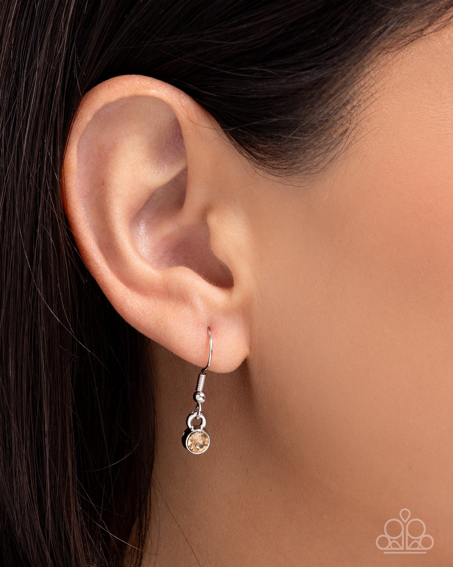 Leafy Lullaby - Brown & White Rhinestone Silver Maple Leaf Necklace - Paparazzi Accessories