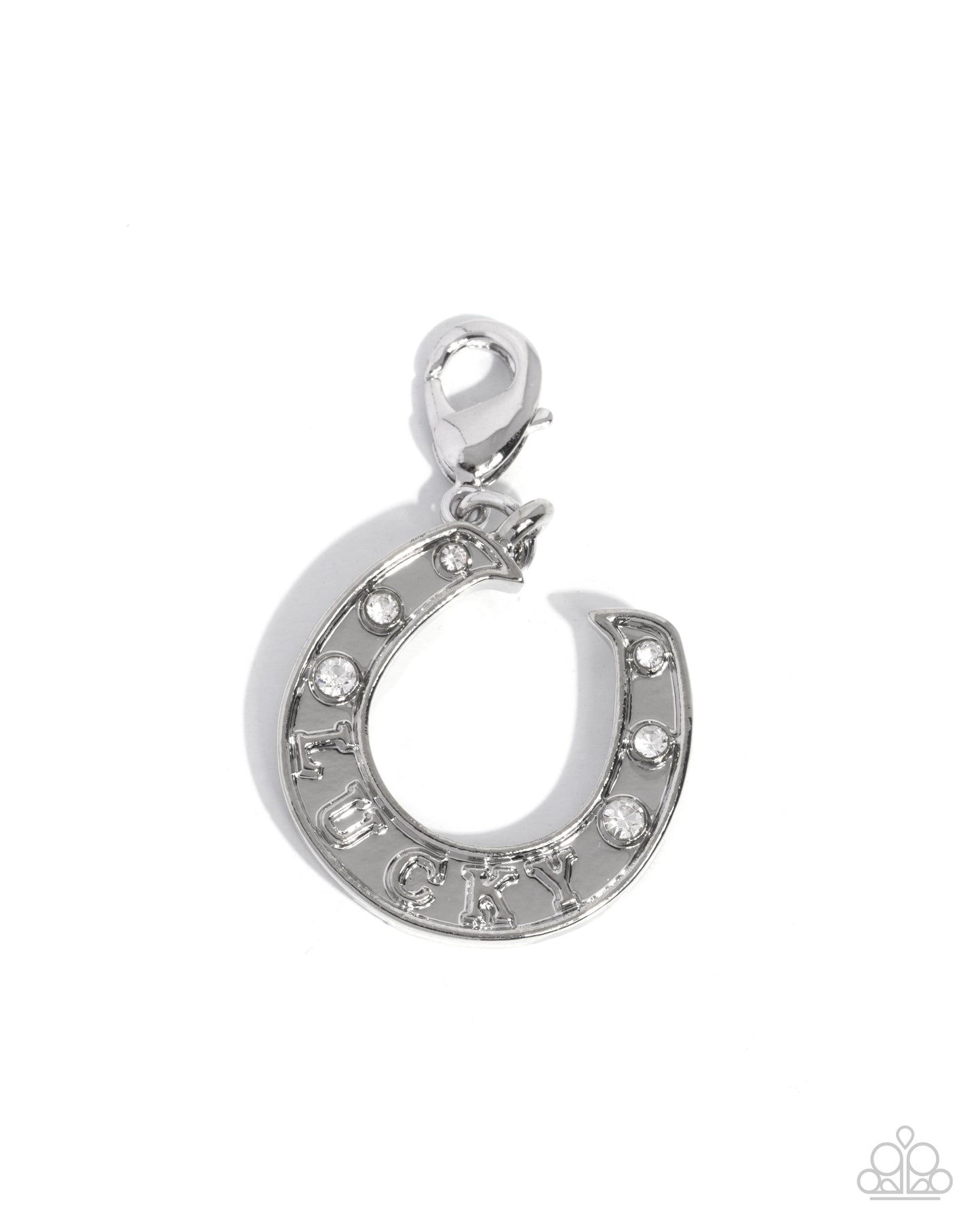 Horseshoe Hold - White - Rhodium Dipped Charm