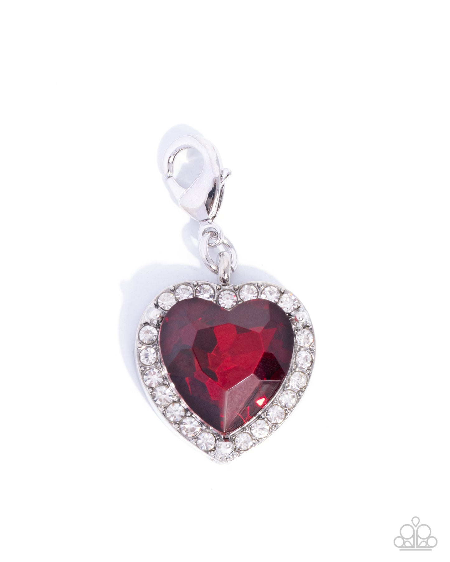 Romantic Holiday - Red Rhinestone Heart, Rhodium Charm - Paparazzi Accessories