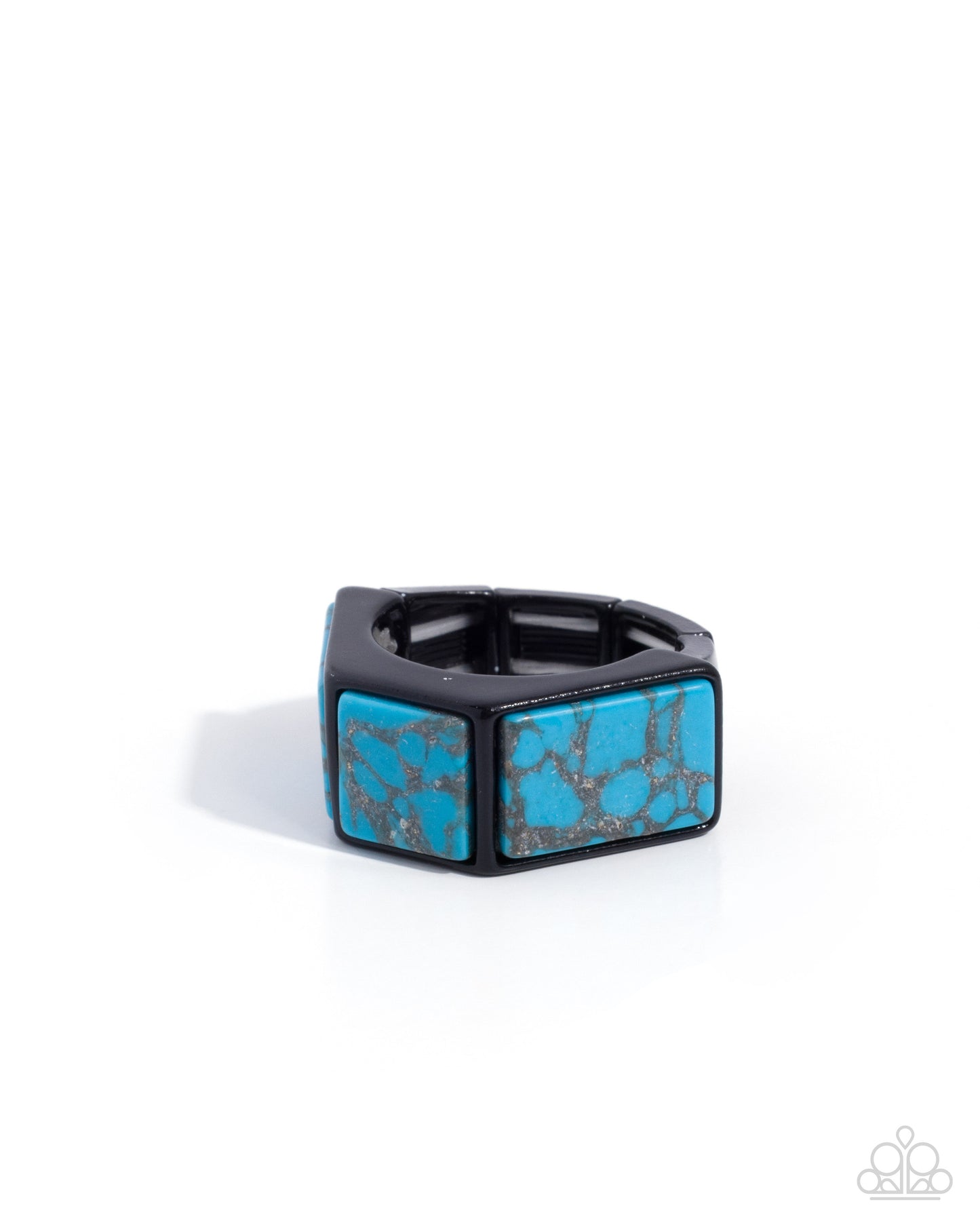 Unfazed Urban - Blue Crackle Stone, Black Ring - Paparazzi Accessories