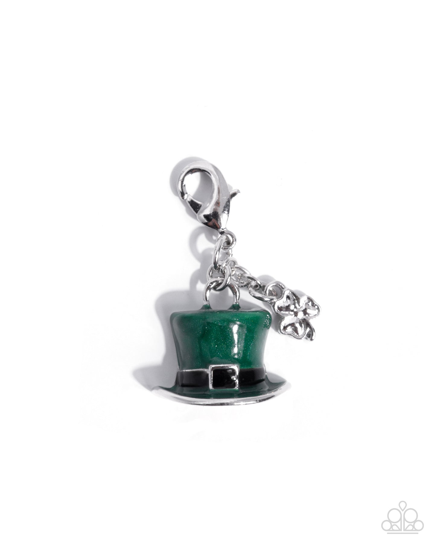 Shamrock Season - Green Top Hat, Rhodium Charm - Paparazzi Accessories